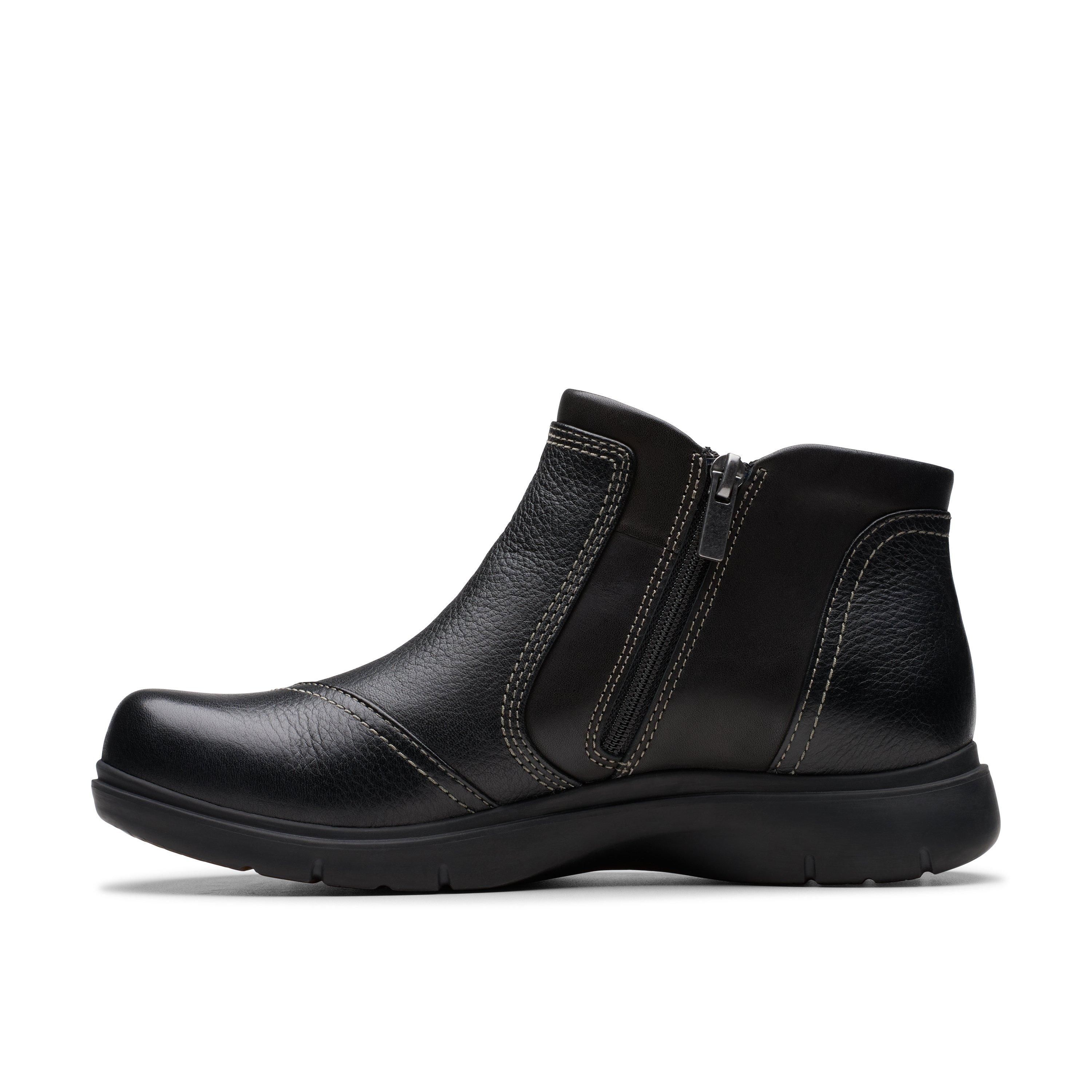 Clarks Certina Joy Black Leather Ankle Boots