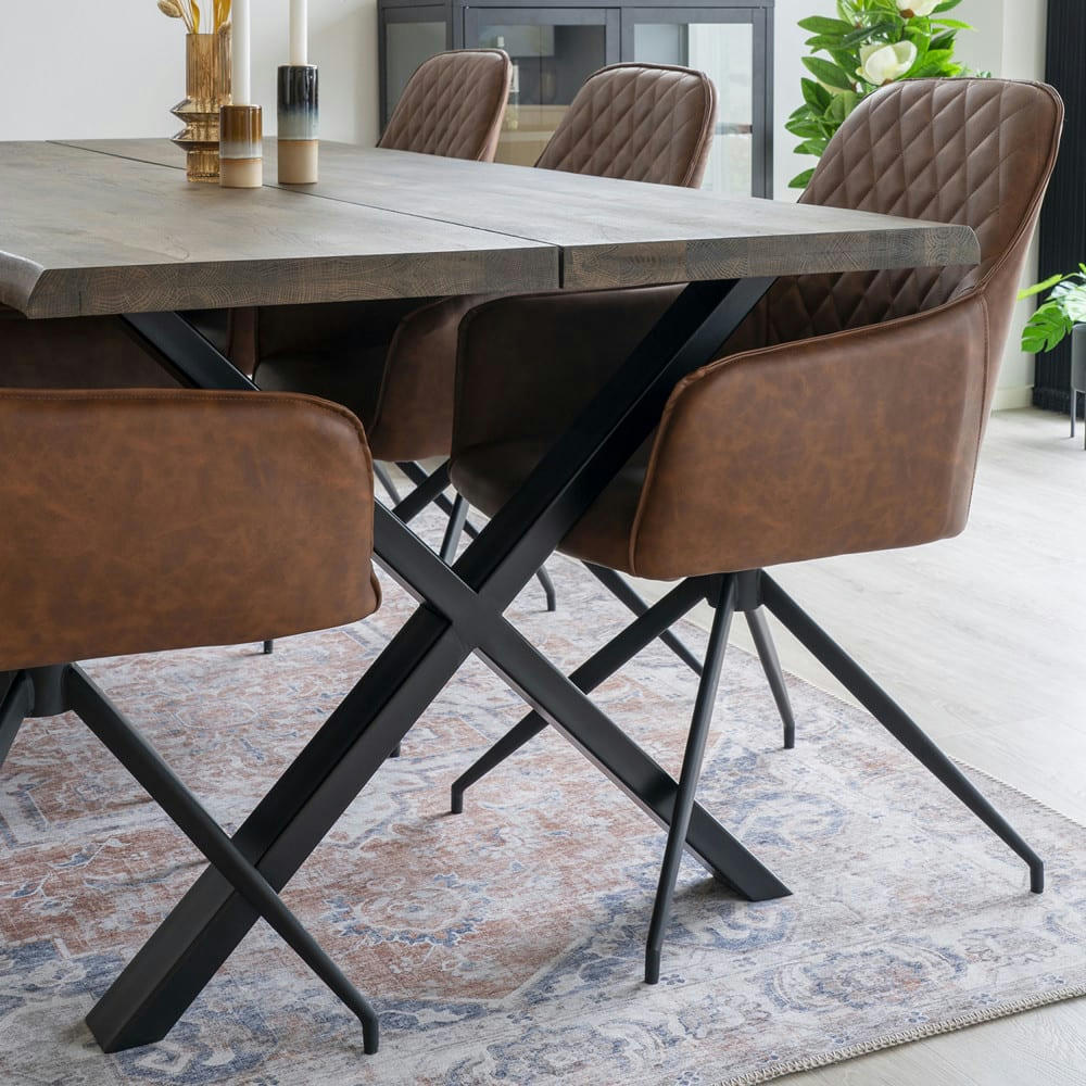 HAVANA I - Tapis vintage en chenille orange  et  bleu 200x300 cm