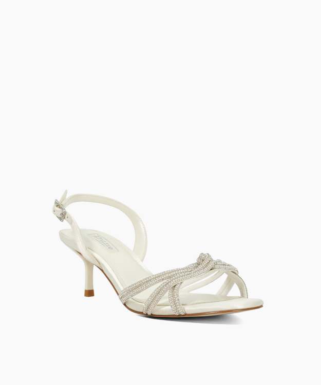 Moments Ivory - Satin Low Stiletto Heel Sandals