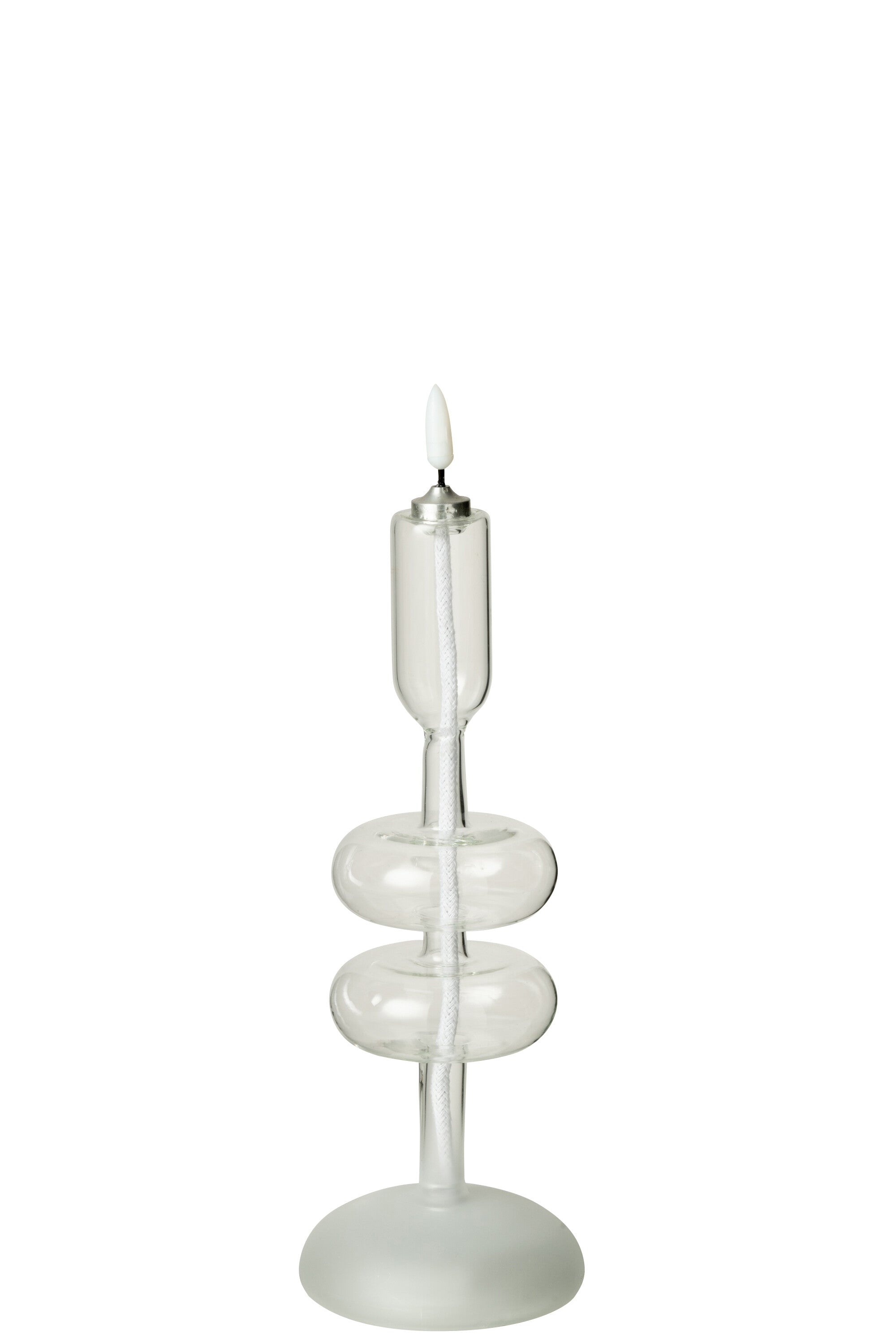 J-Line kaars - glas - transparant - LED lichtjes