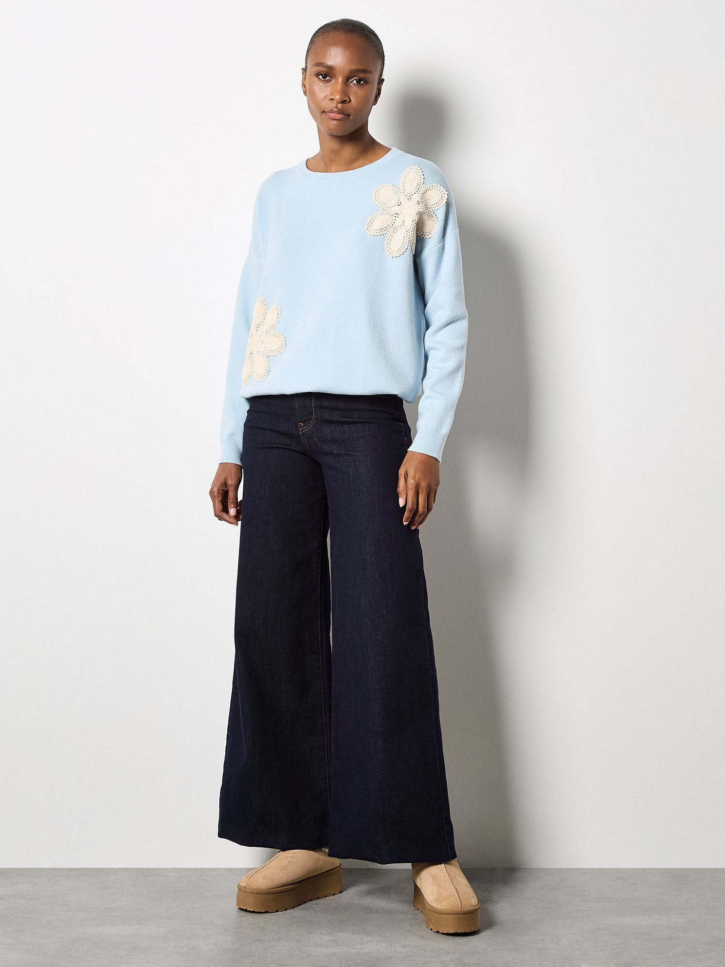 Apricot Crochet Daisies Lightweight Jumper