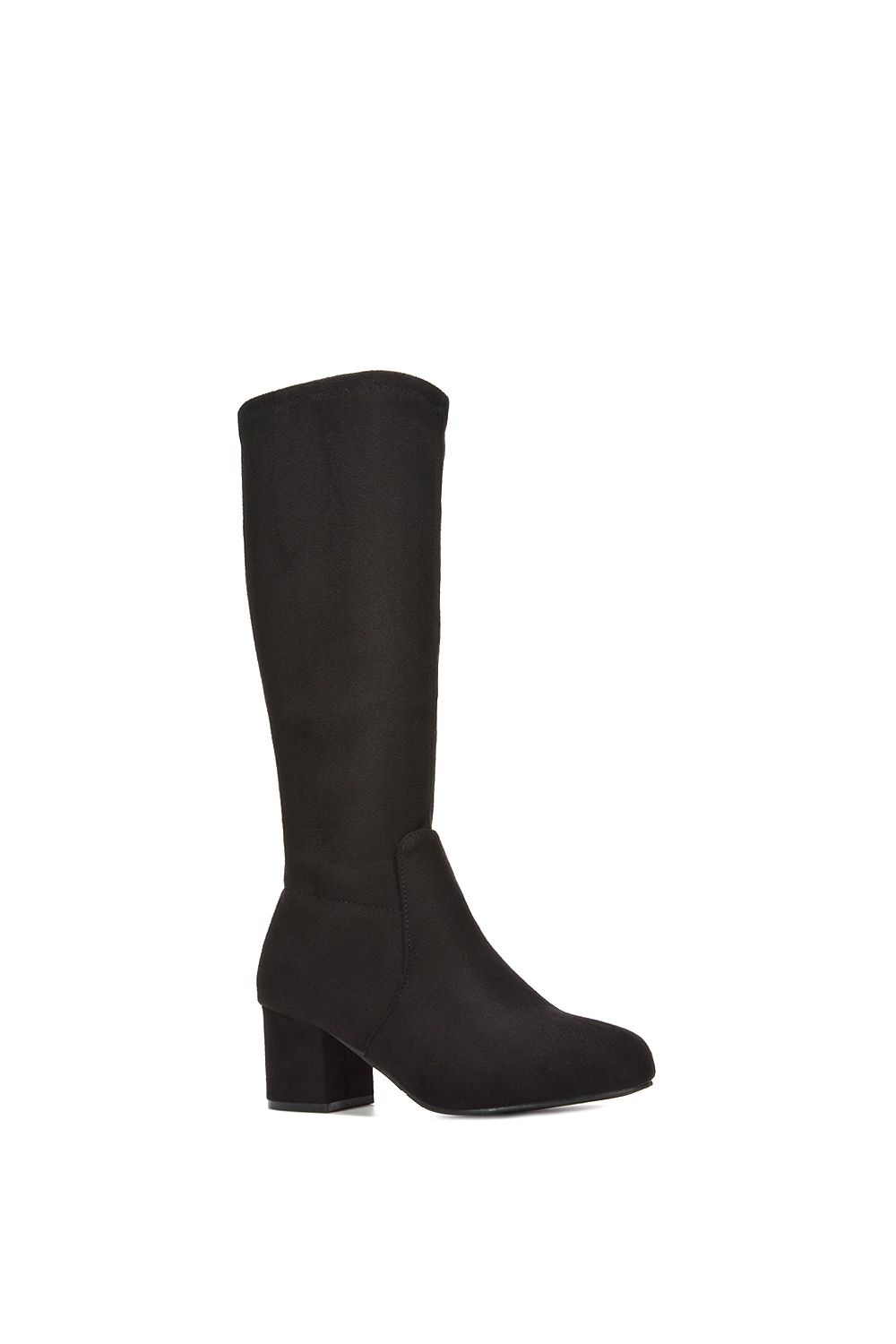 XY London Masie' Knee High Boots With Block Low Mid Heel