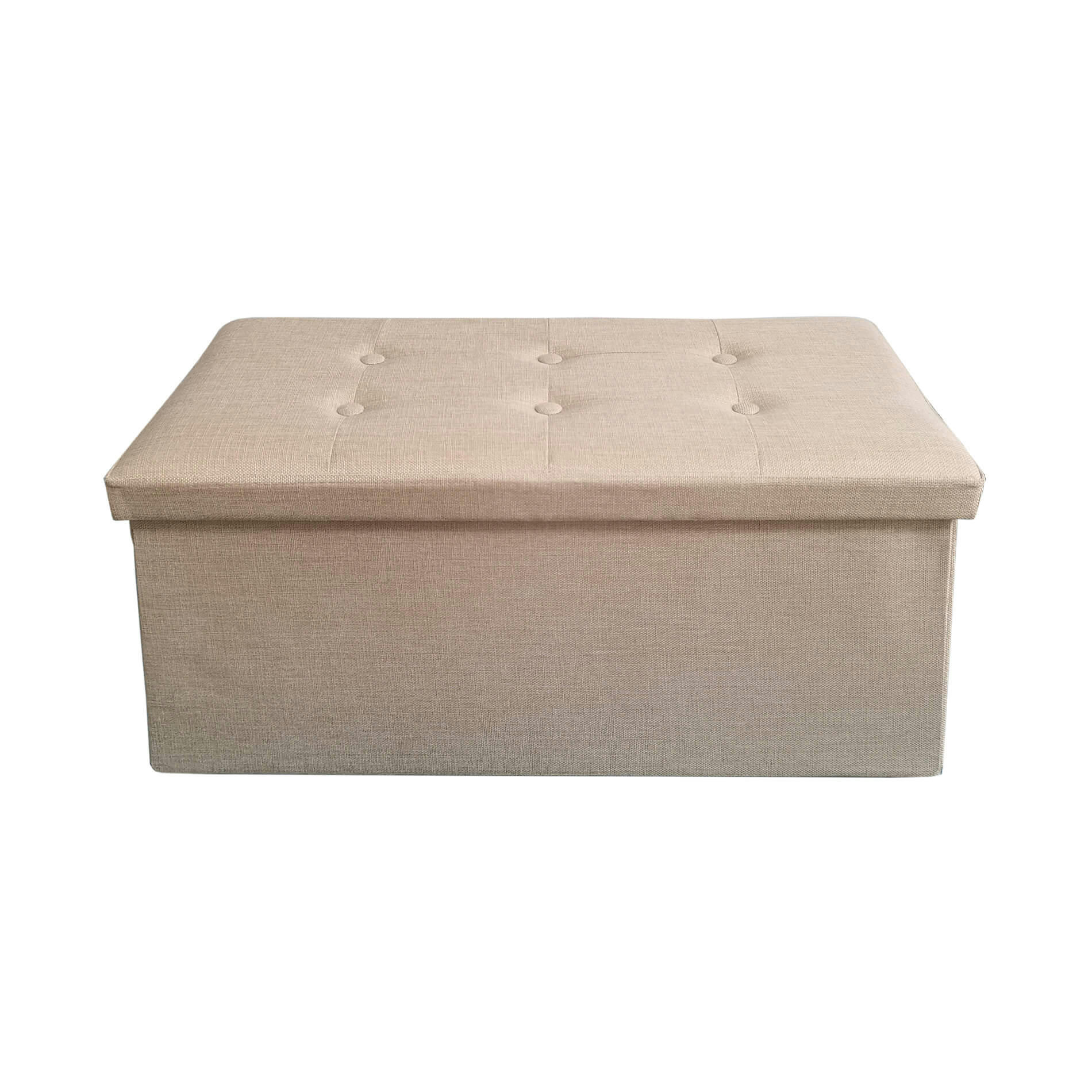 - Repose-pieds banquette pliant en fibre de bois et tissu beige