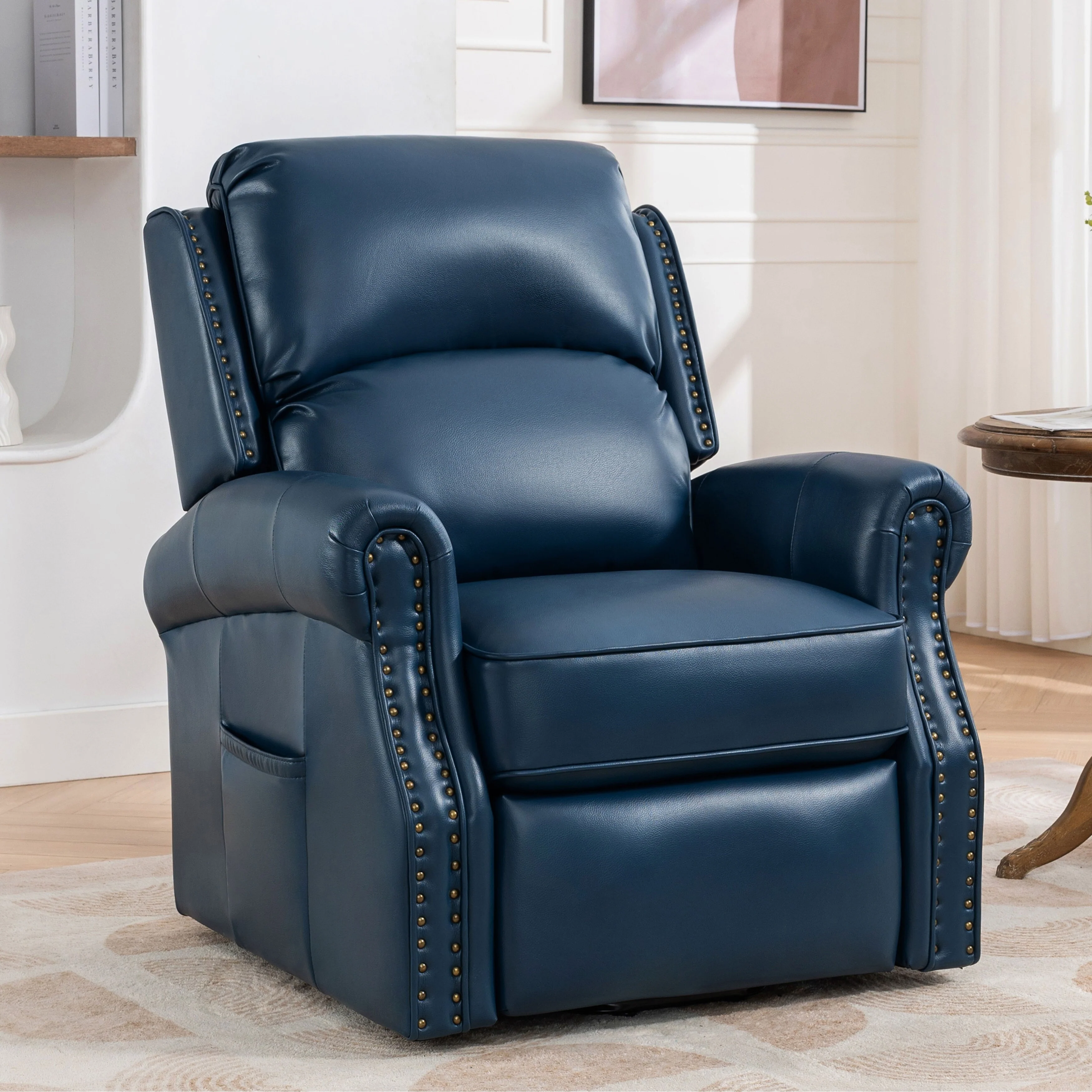 Blue Electric Power Lift Recliner with Massage & USB Charging