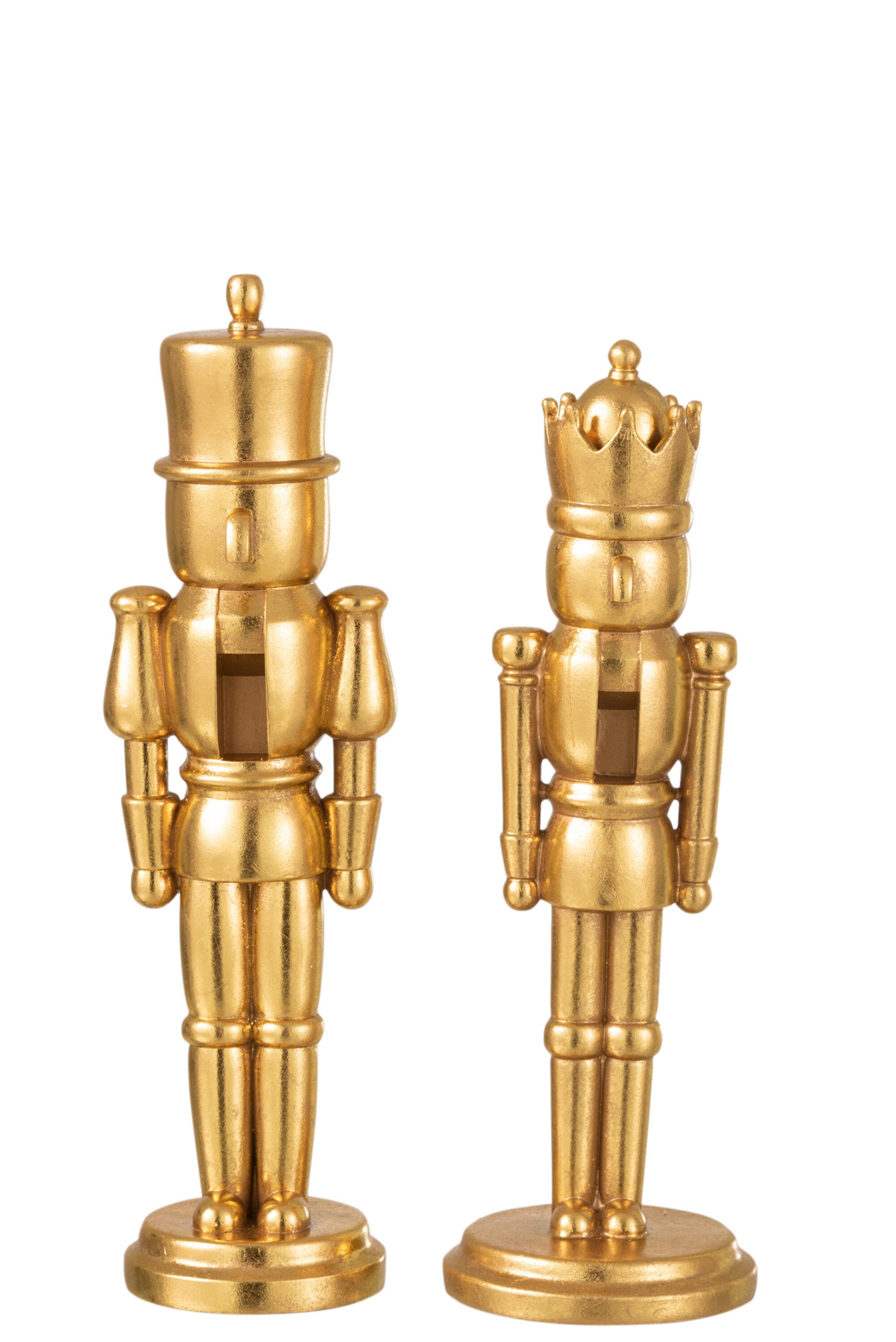 J-Line figuur Notenkraker - polyresin - goud - medium - 2 st