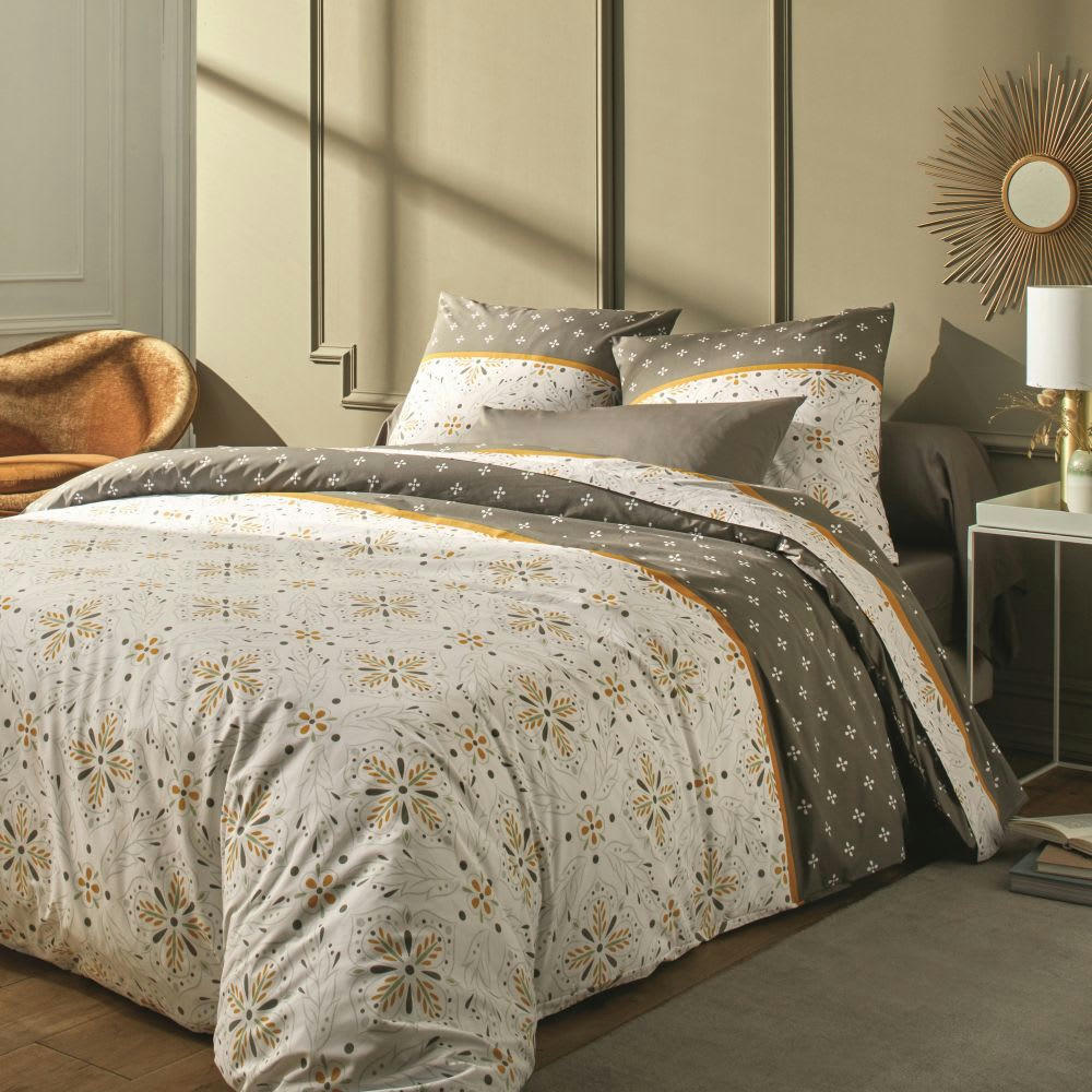 - Parure de lit 2 places percale de coton à motifs 220x240 cm