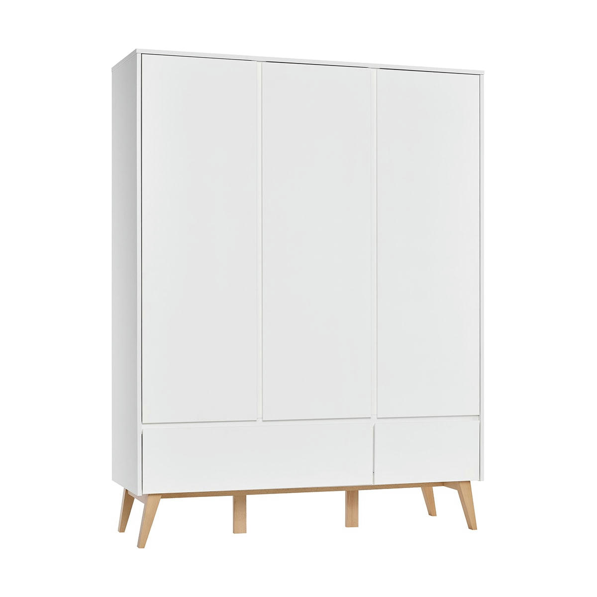SWING - Armoire 3 portes 2 tiroirs blanc naturel