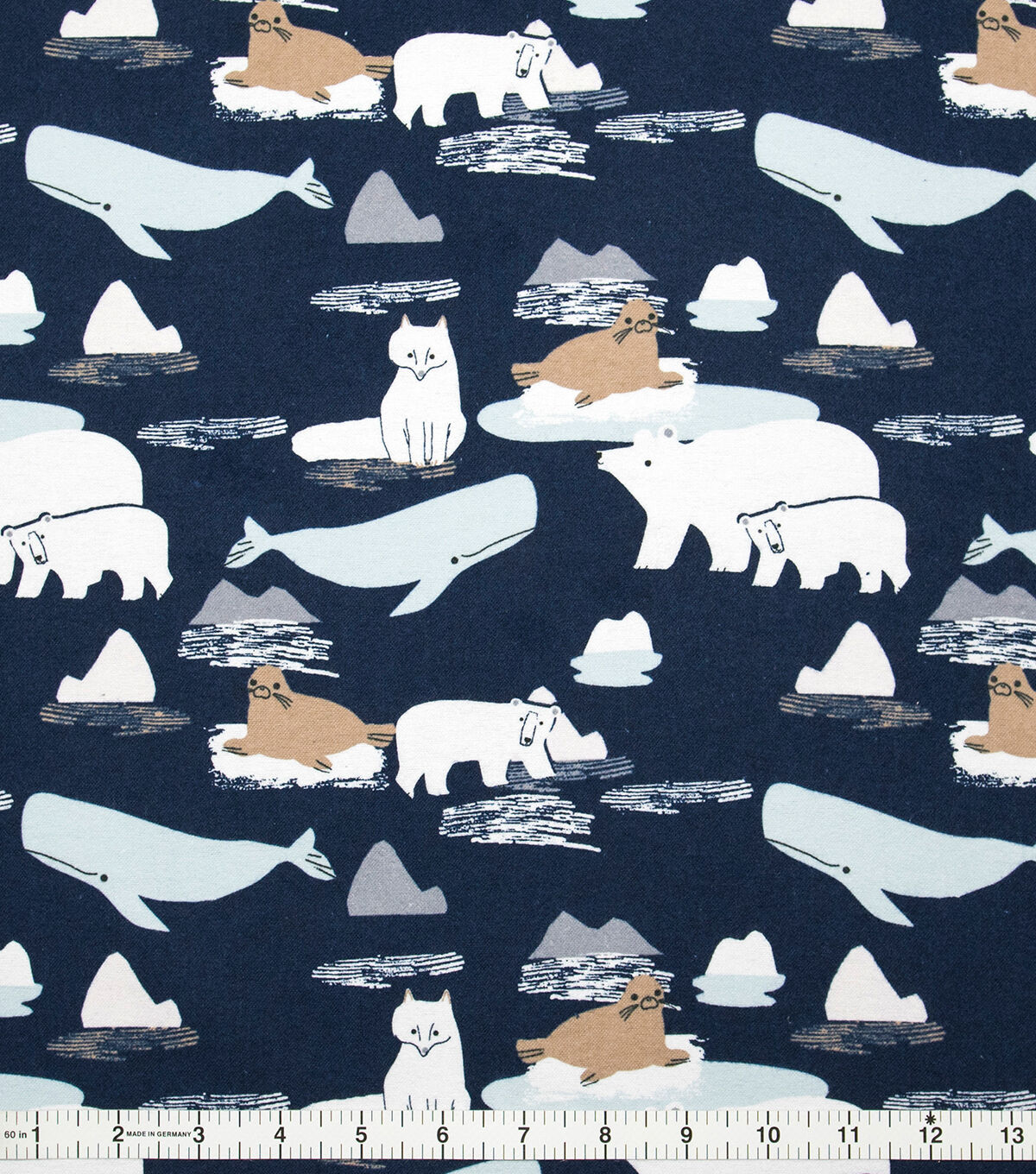 Arctic Animals on Navy Super Snuggle Christmas Flannel Fabric