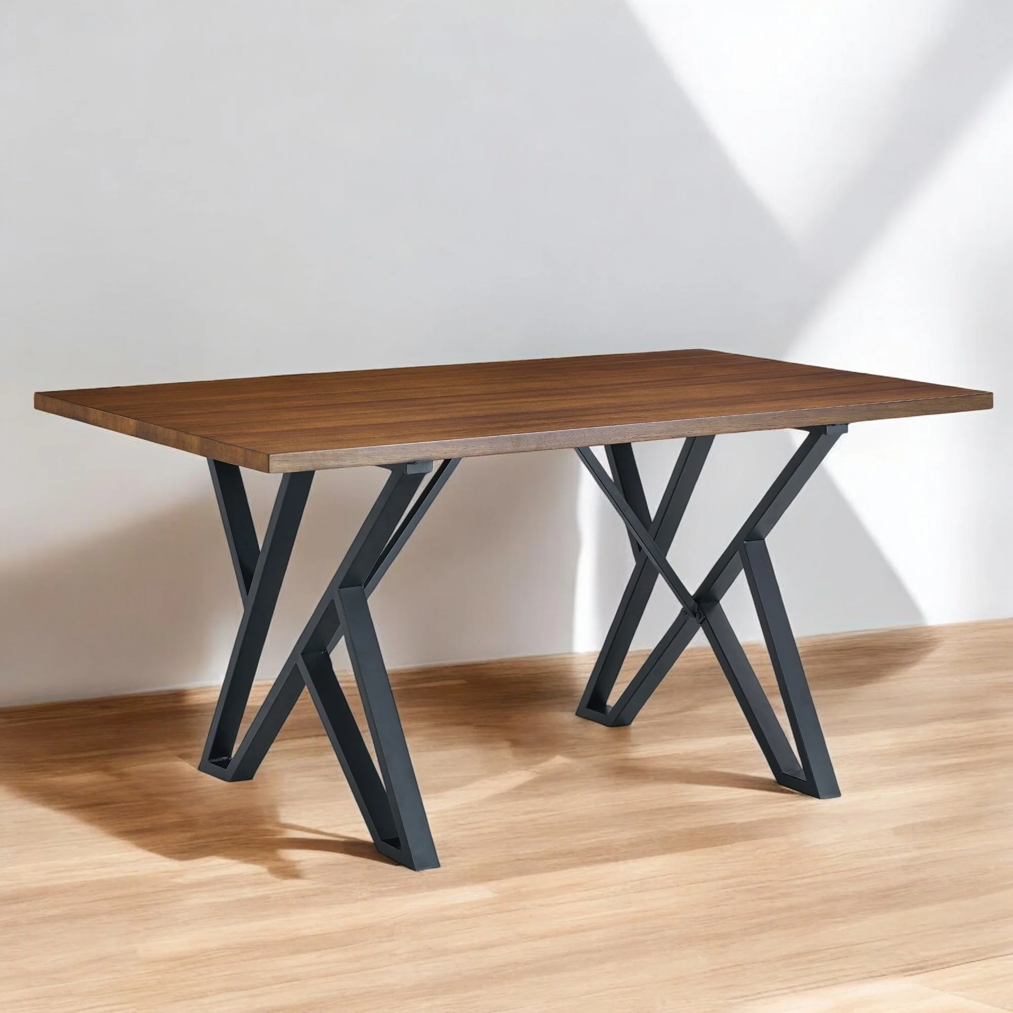 5-Piece Contemporary Dining Set, 4 Faux Leather Chairs with Metal Legs + rectangular Dining Table for Kitchen or Dining Room