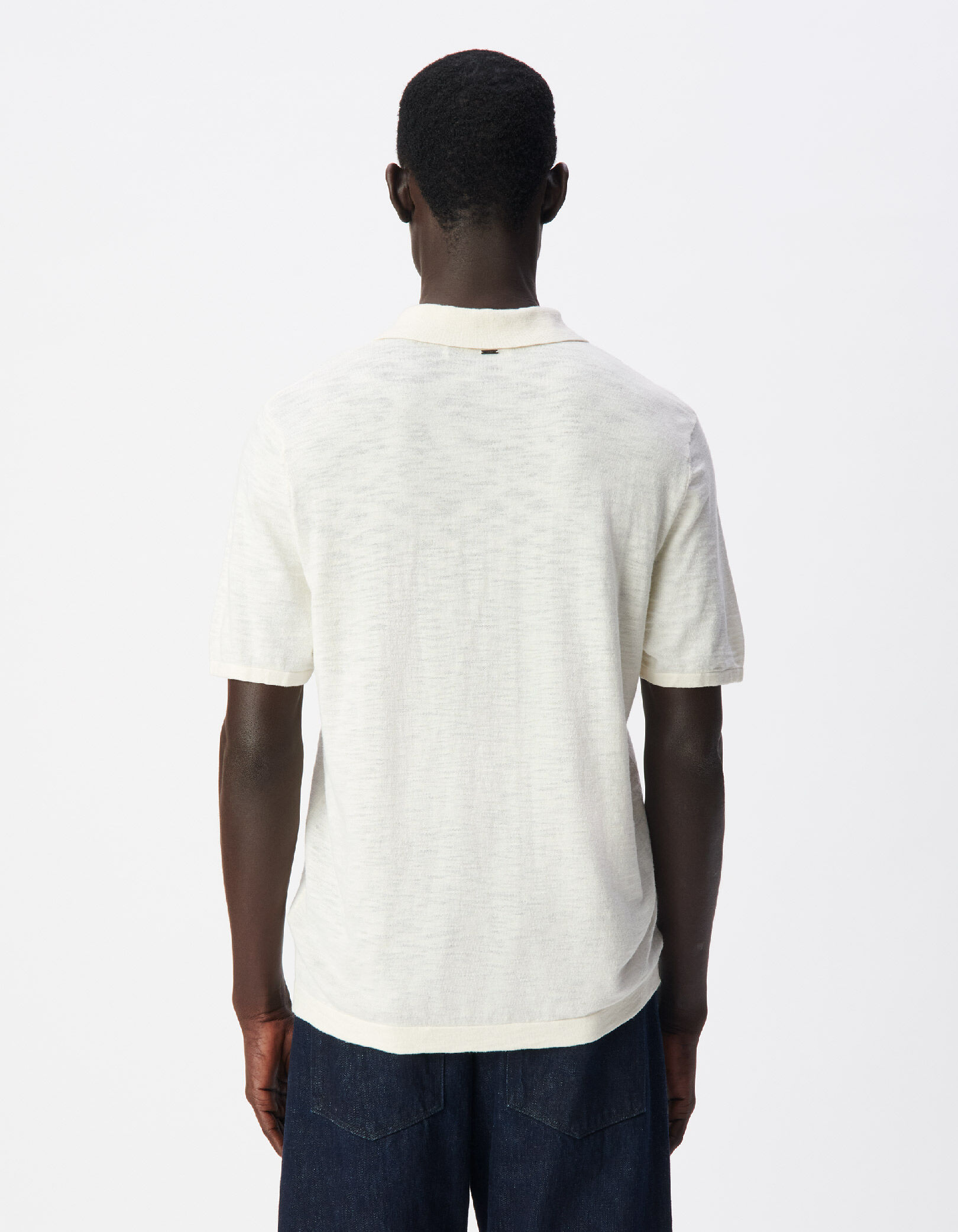 Polo craie en tricot flammé Homme