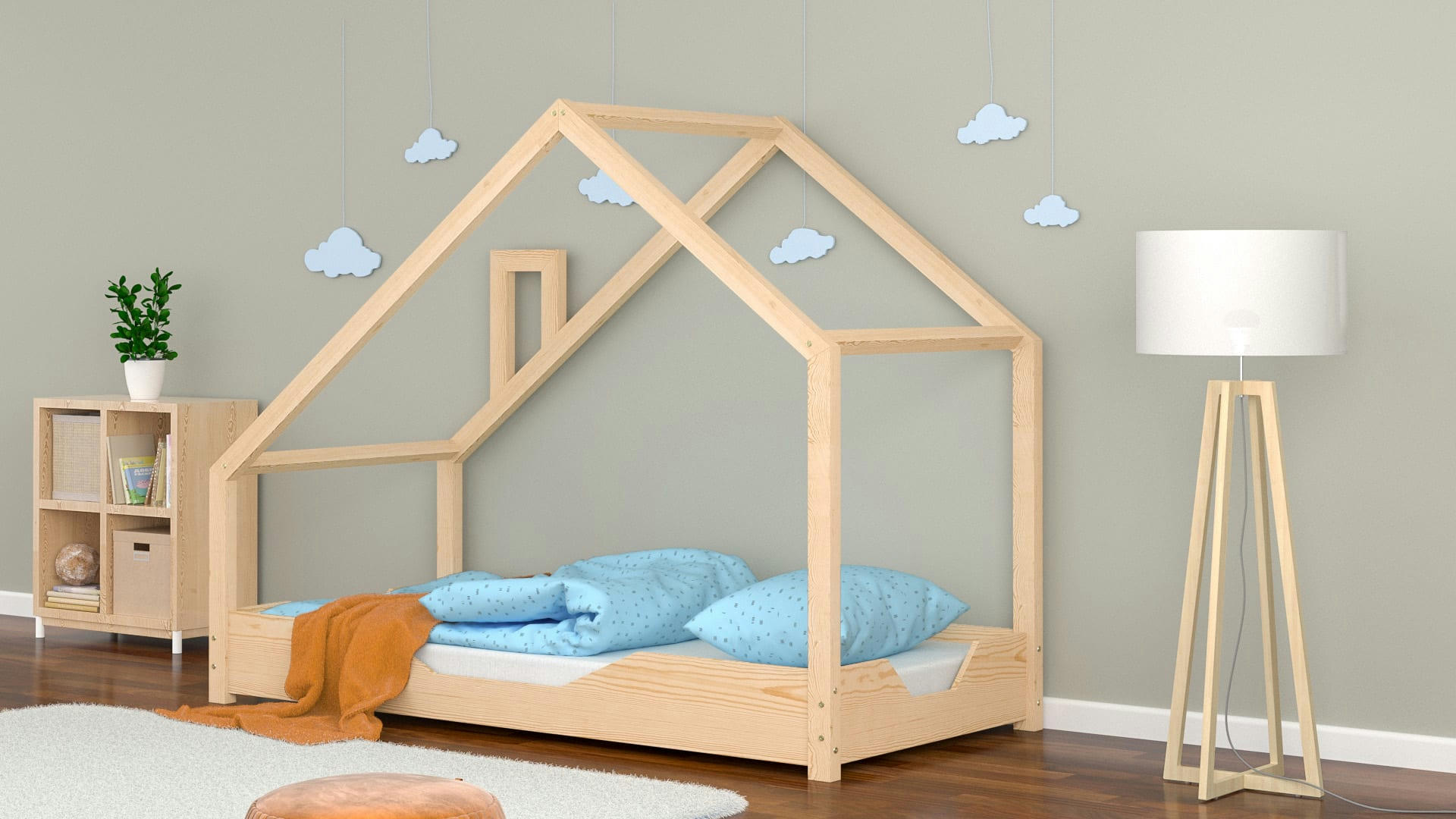 - Lit simple en pin massif 200x90 naturel