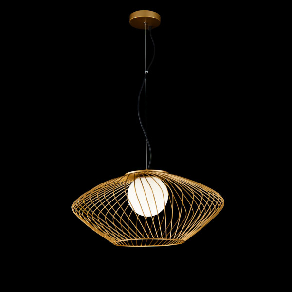Lampa wisząca mosiężno-złota PLEC 1xE27x60W wym: 177x52x52 cm Maytoni