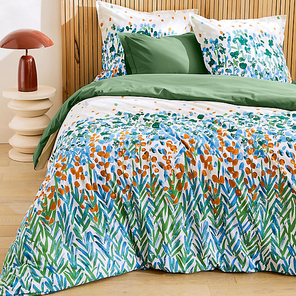 Housse de couette 240x220 cm en coton éVASION Blanc vert