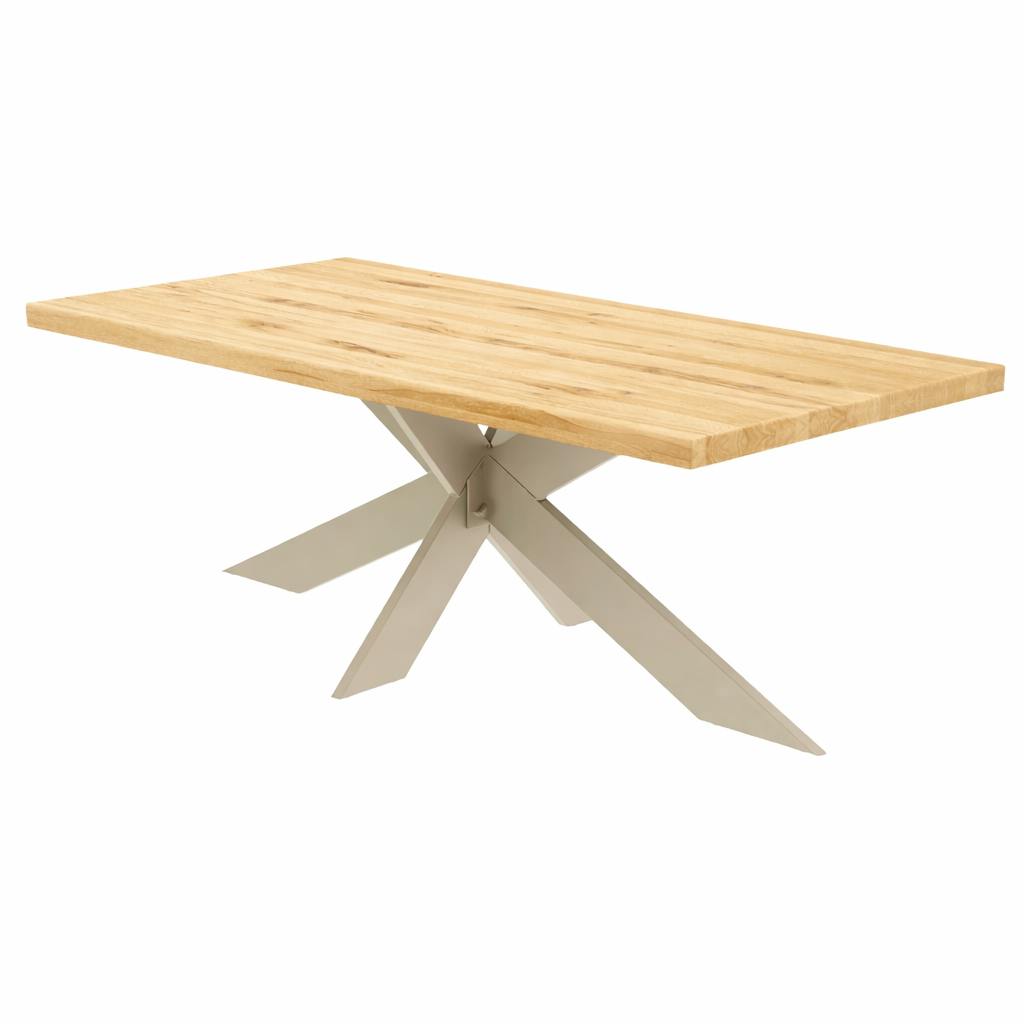 Table extensible bois huilé bords droits pied grège fin 200 cm PALERME