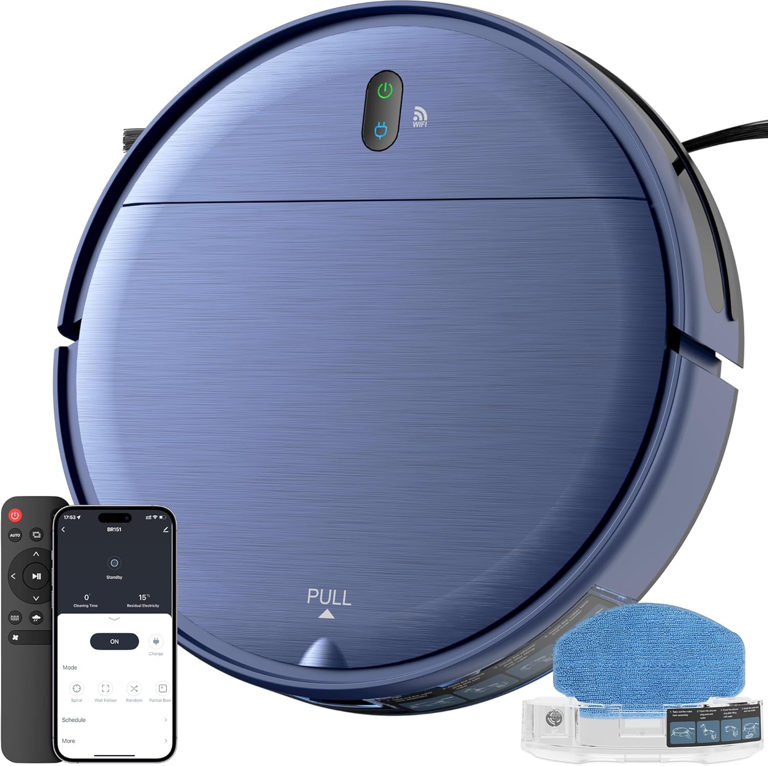 ZCWA Robot Vacuum,Robot Vacuum and Mop Combo with Schedule,APP/Remote/Voice,Strong Suction,Slim Self-Charging 2 in 1 Floor Cleaner for Pet Hair,Carpets,Hard Surfaces