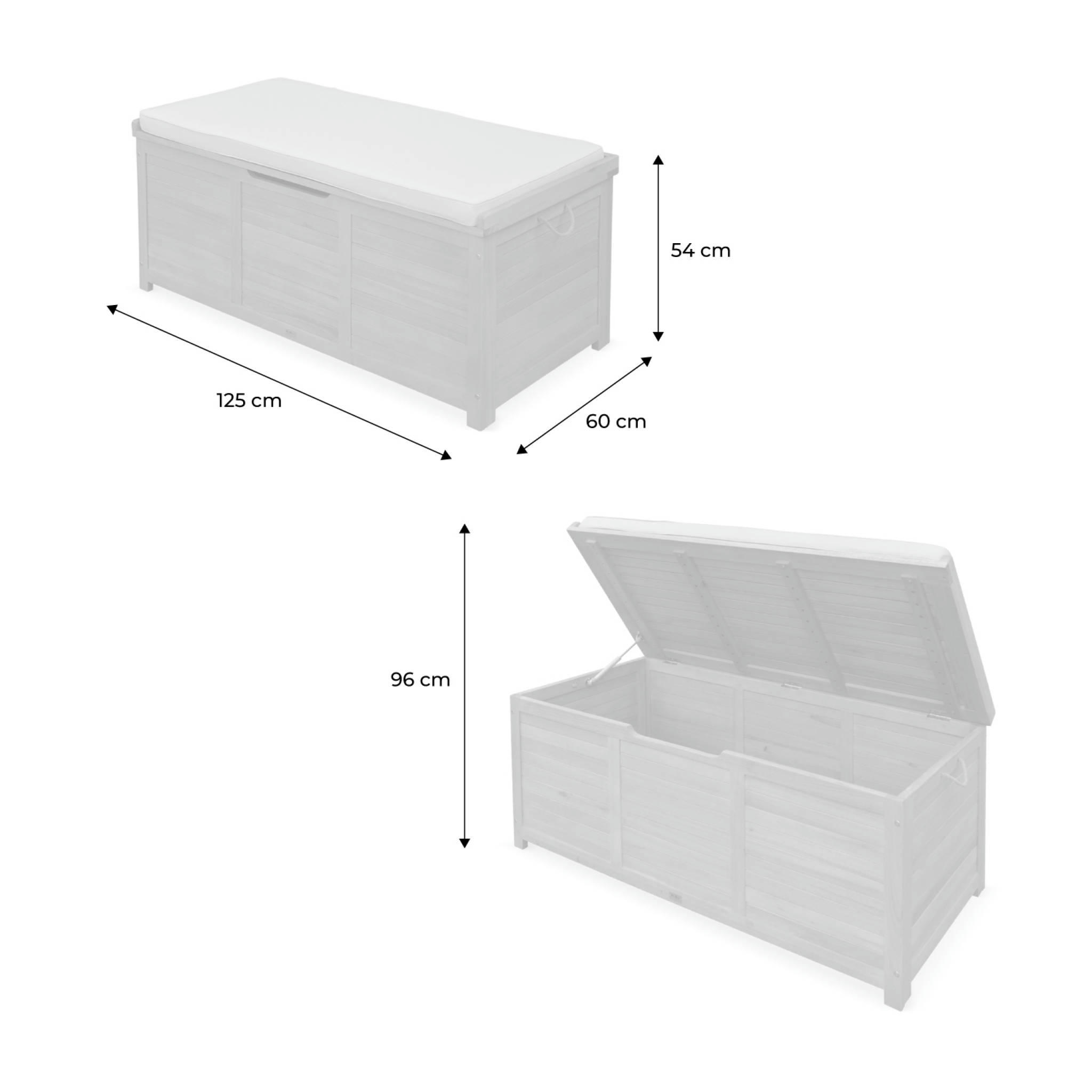 CAJA - Coffre de jardin en bois avec coussin 125x60cm beige