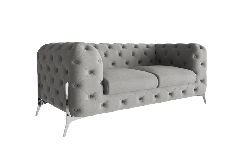 Ropez Chelsea Bis sofa 2 pikowana szara nogi srebrne