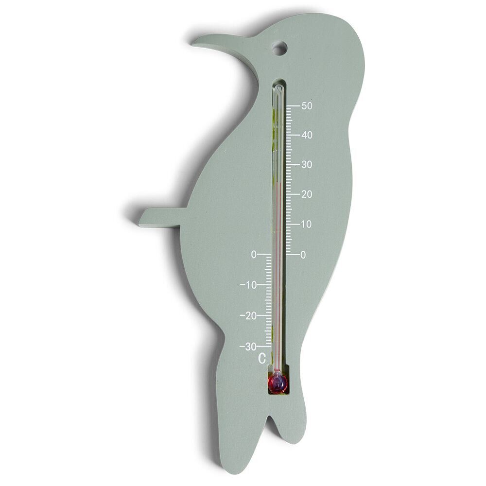 Thermomètre de jardin forme oiseau vert d'eau