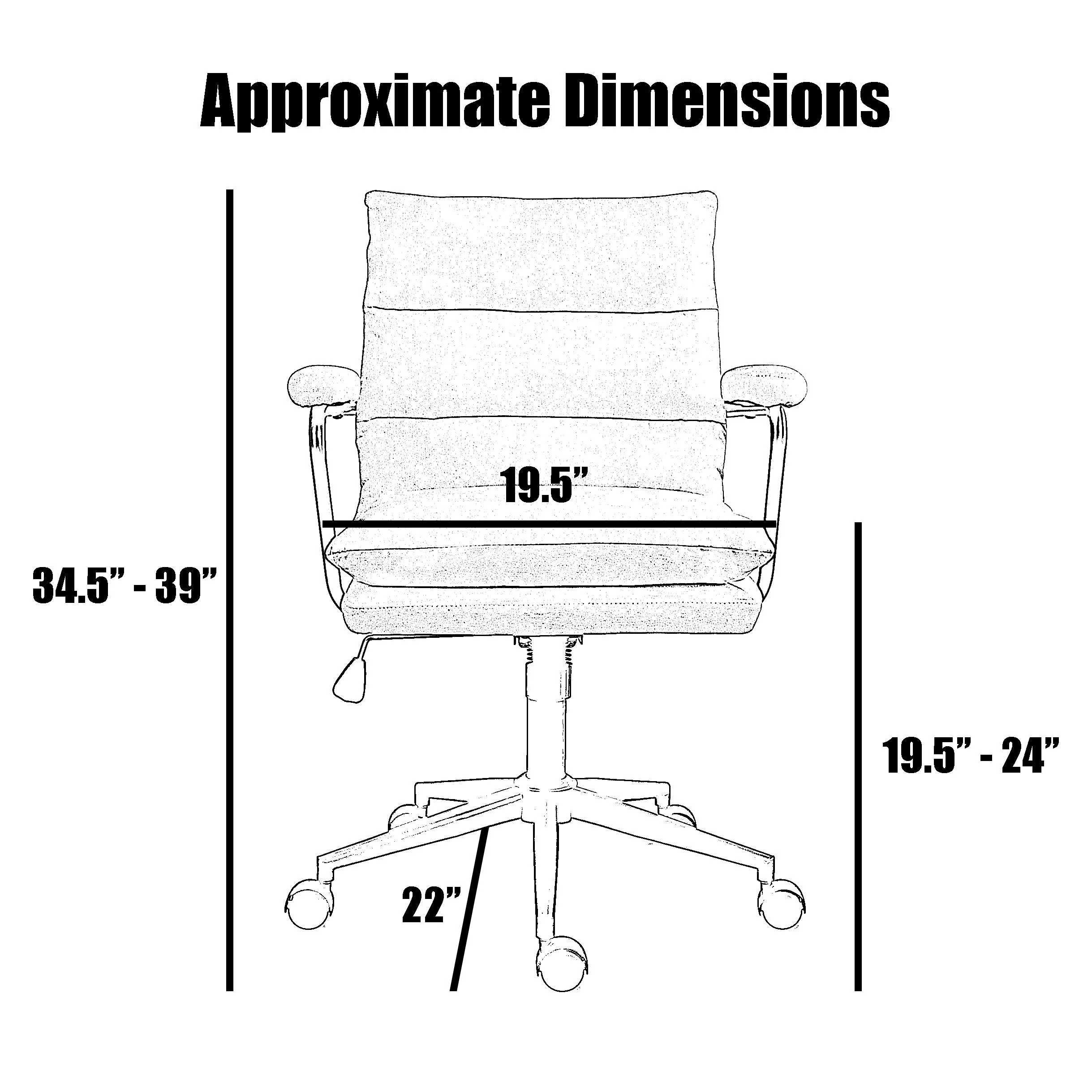 Modern Office Mid Back Ribbed Cloth Seat Armchairs Adjustable Height