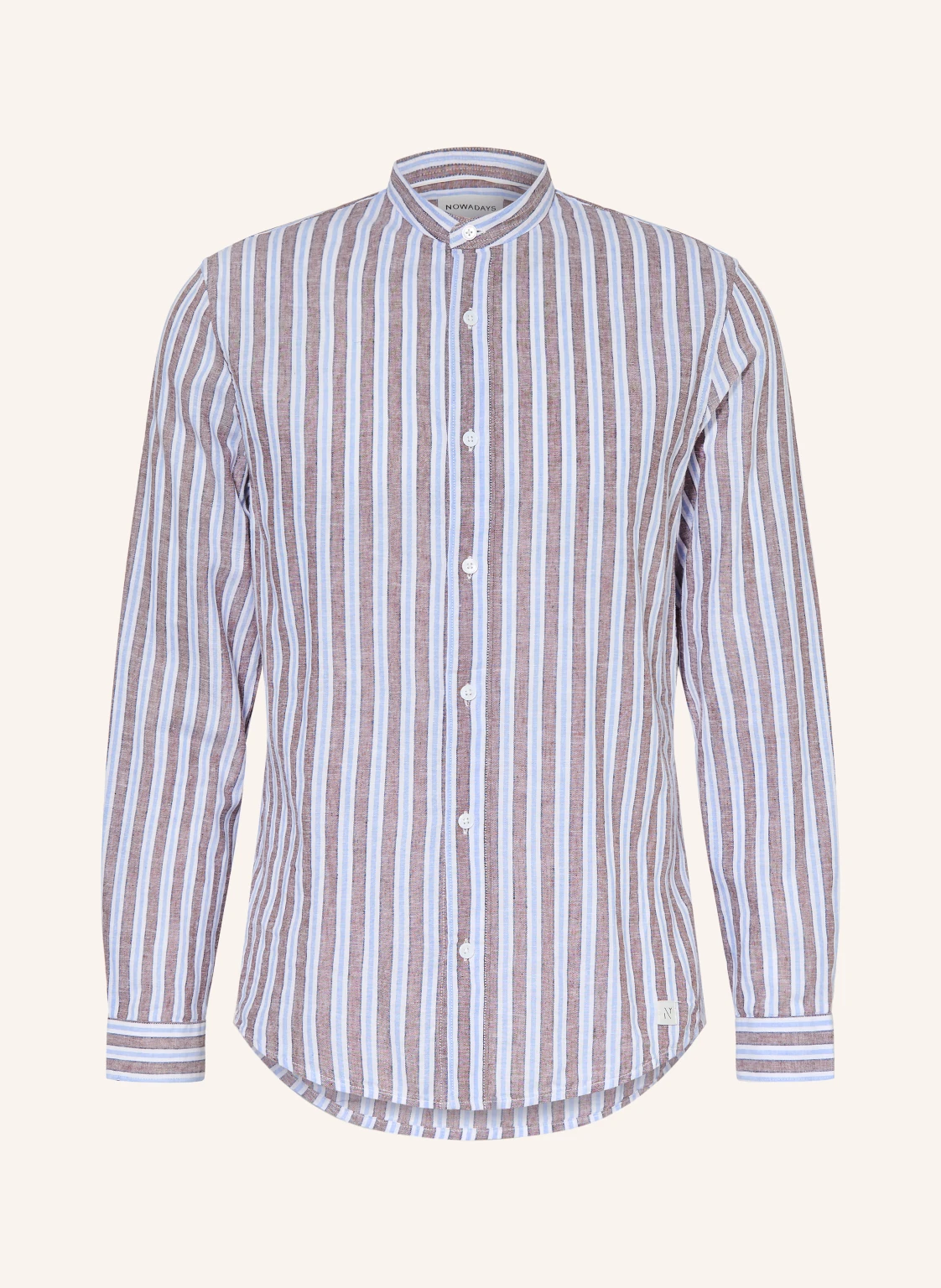 NOWADAYS Hemd Comfort Fit mit Leinen und Stehkragen