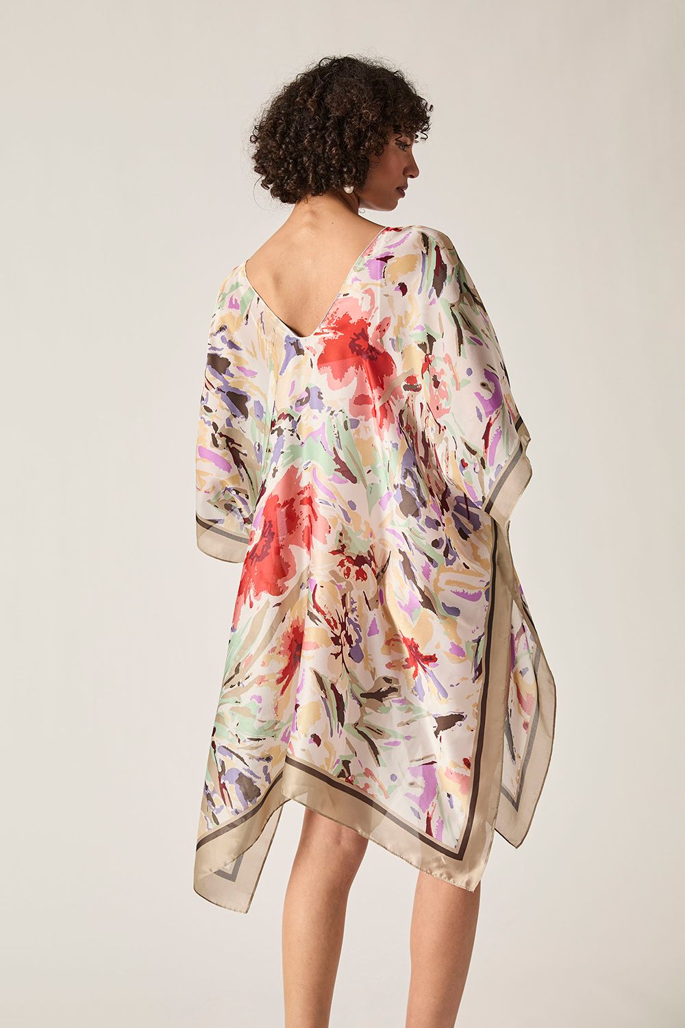 James Lakeland Beige Floral Mosaic Kaftan