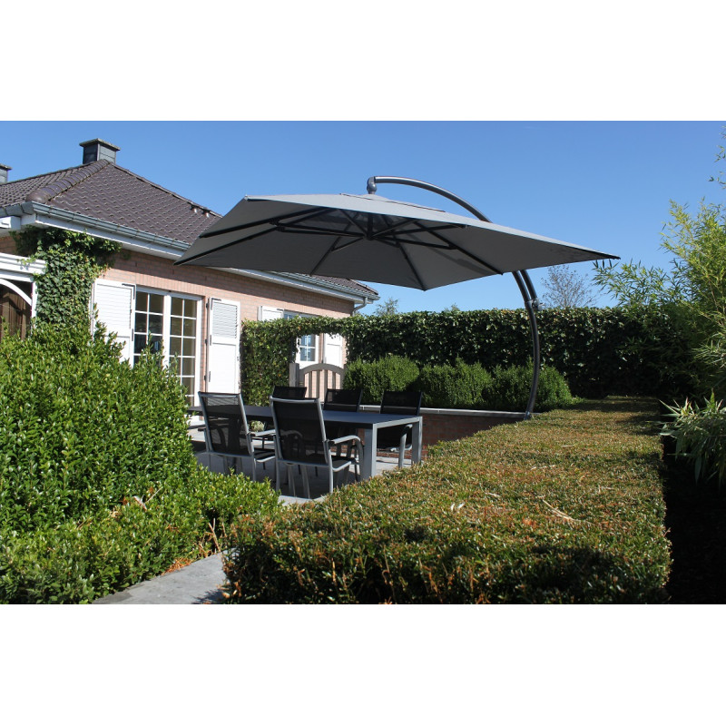 Parasol déporté et inclinable Easy Sun titanium 320 x 320 cm SUNGARDEN