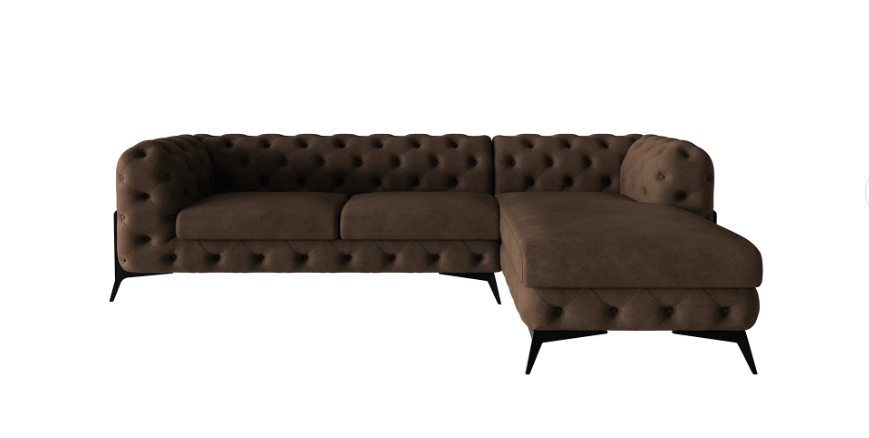 Ropez Chelsea Bis narożnik 305x200 prawy zamsz ciemnobrązowy