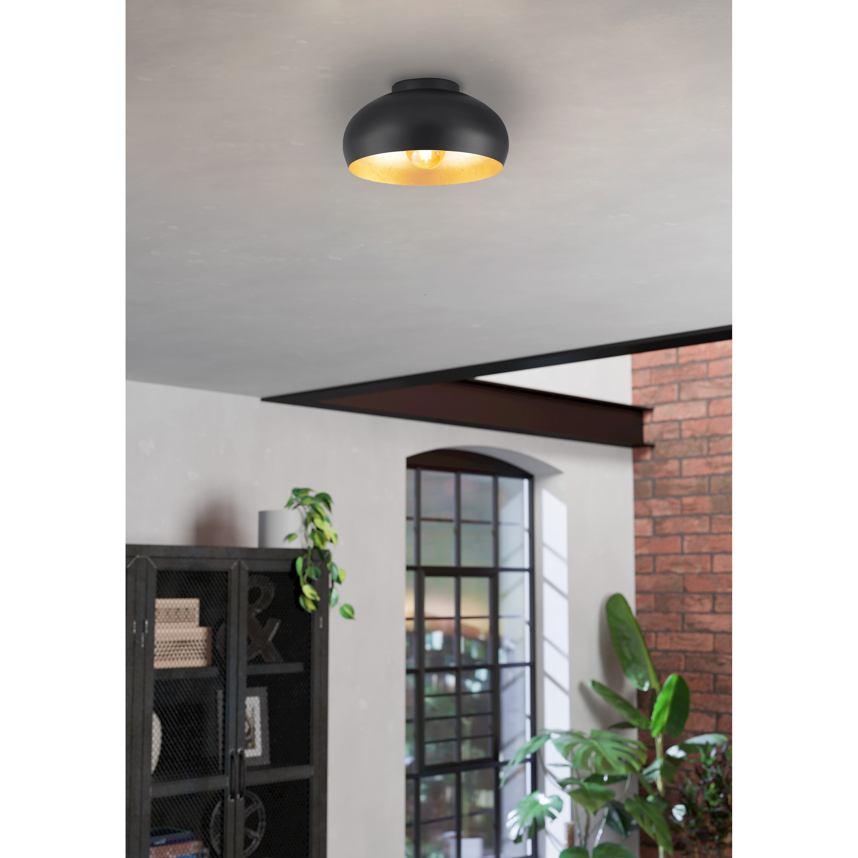 EGLO Mogano Mini Plafondlamp - E27 - Ø28 cm - Zwart Bladgoud
