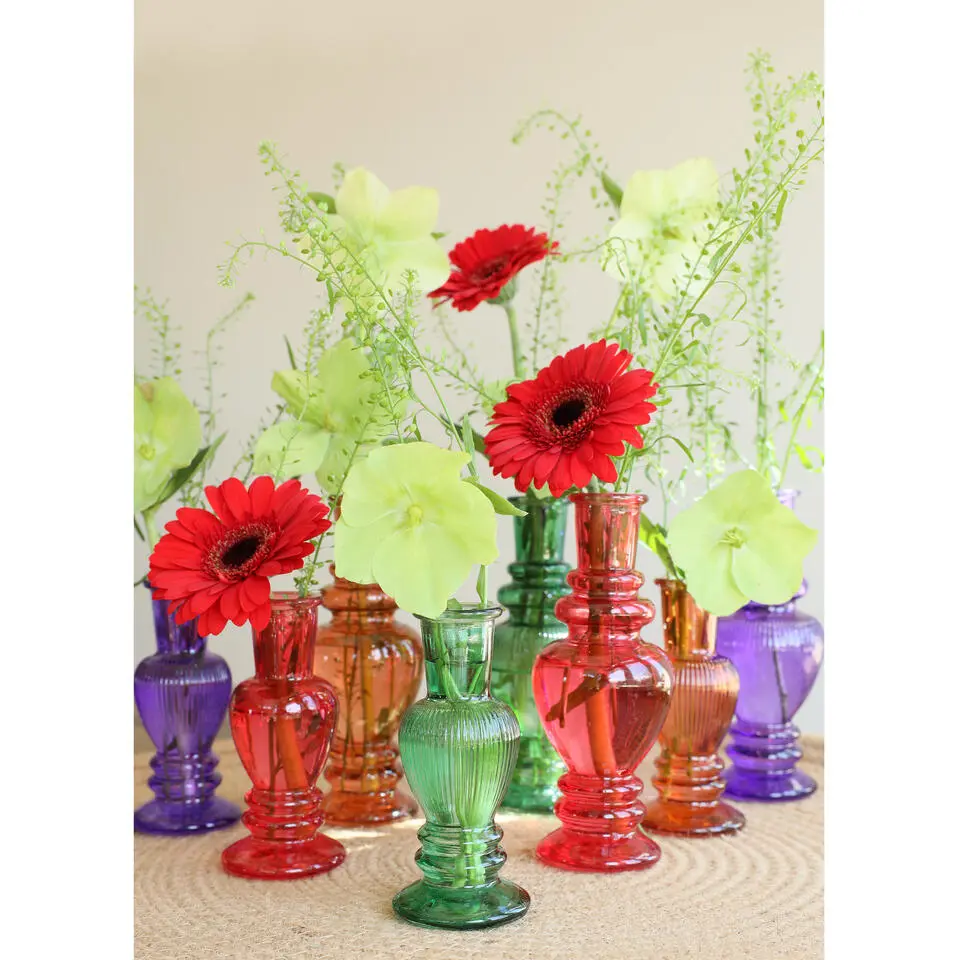 Ideas 4 Seasons Bloemenvaas Venice - glas - roze - D5.7 x H15 cm