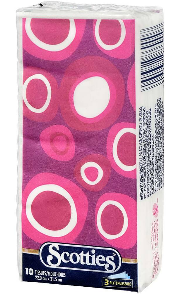 Scotties Pocket Facial Tissue, 3-Ply, 10 Sheets, 1-pk