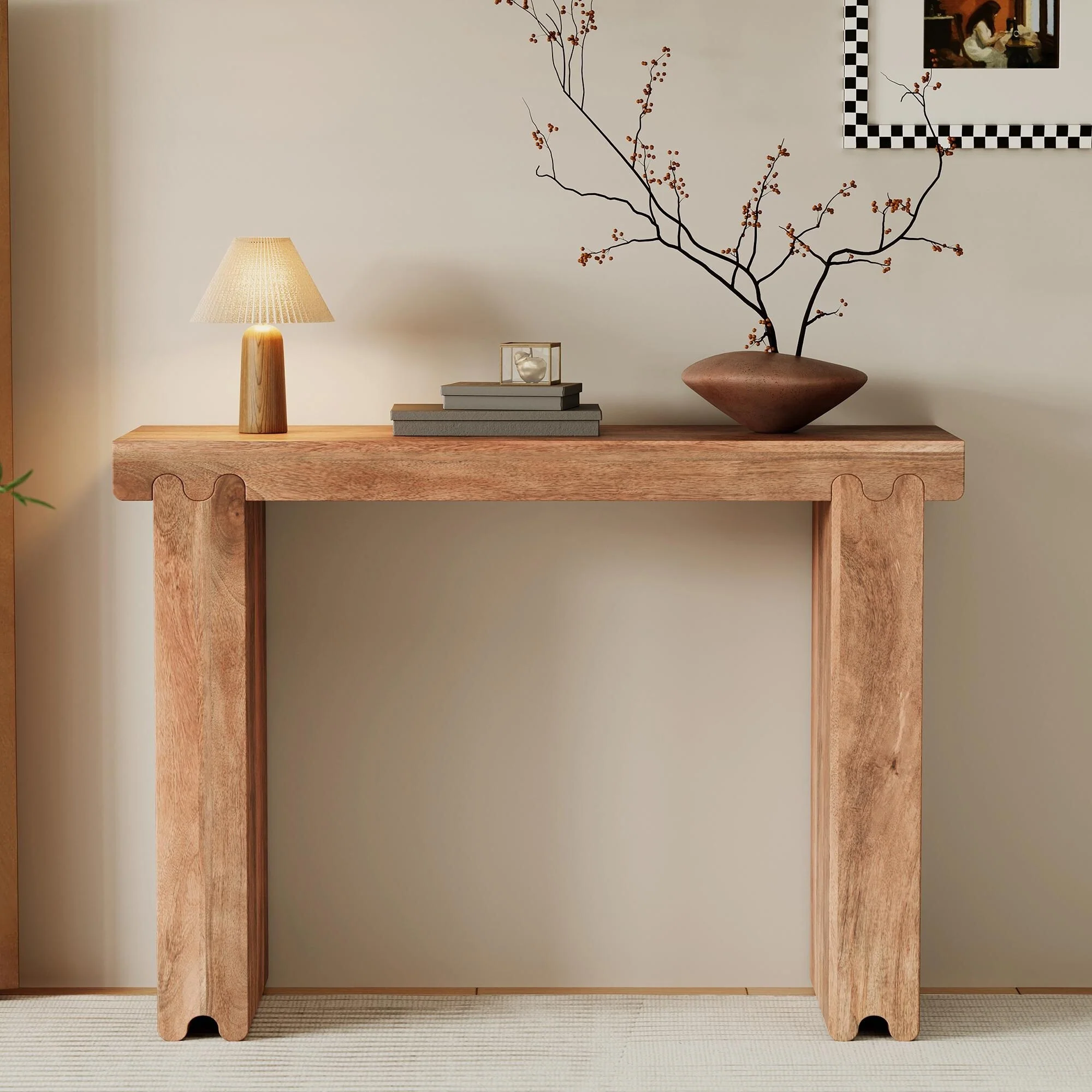 45-Inch Mango Wood Console Table - Farmhouse Style Entryway Table