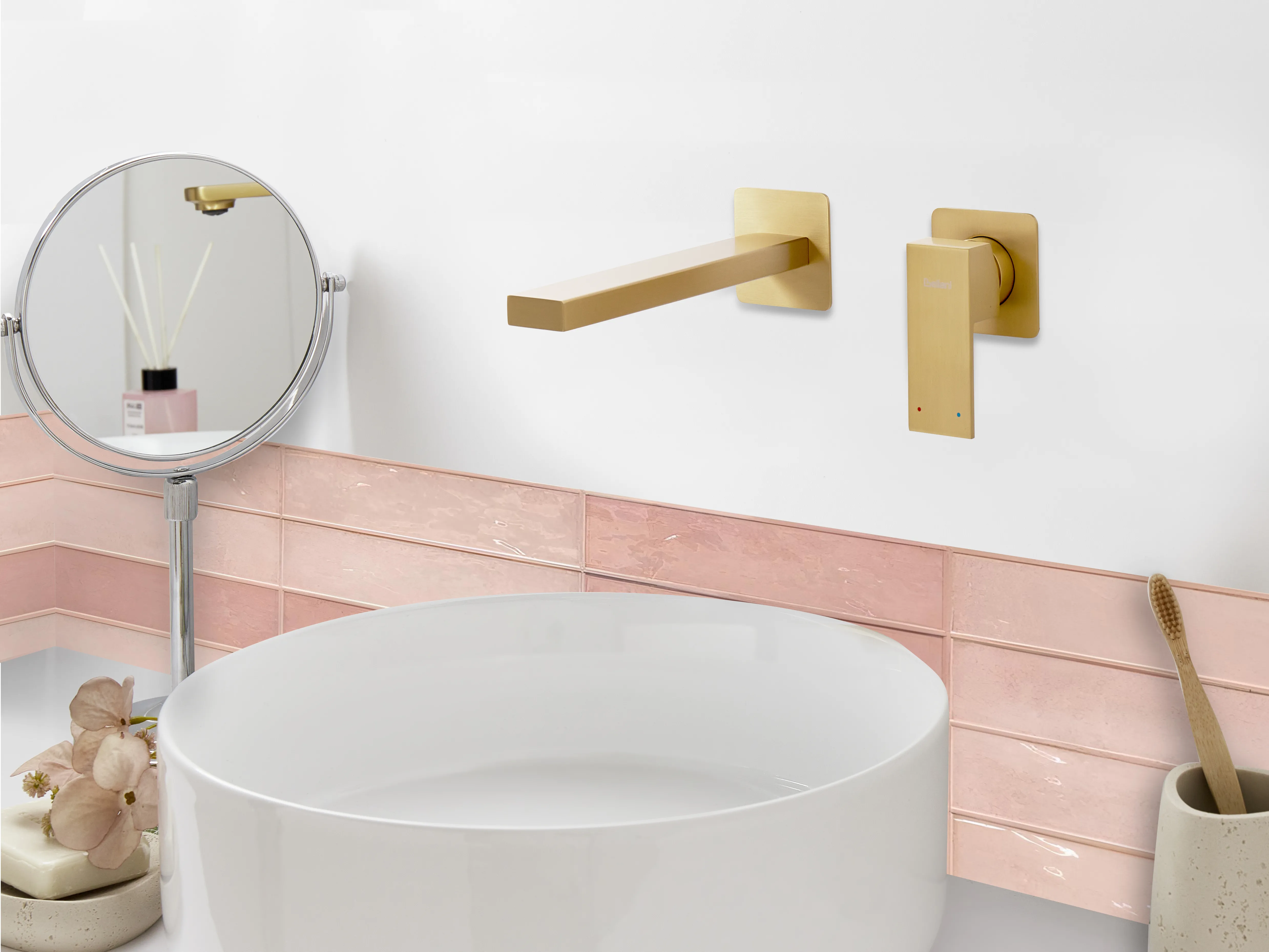 Wall Mounted Basin Mixer Tap ANTOFAGASTA Brass Gold