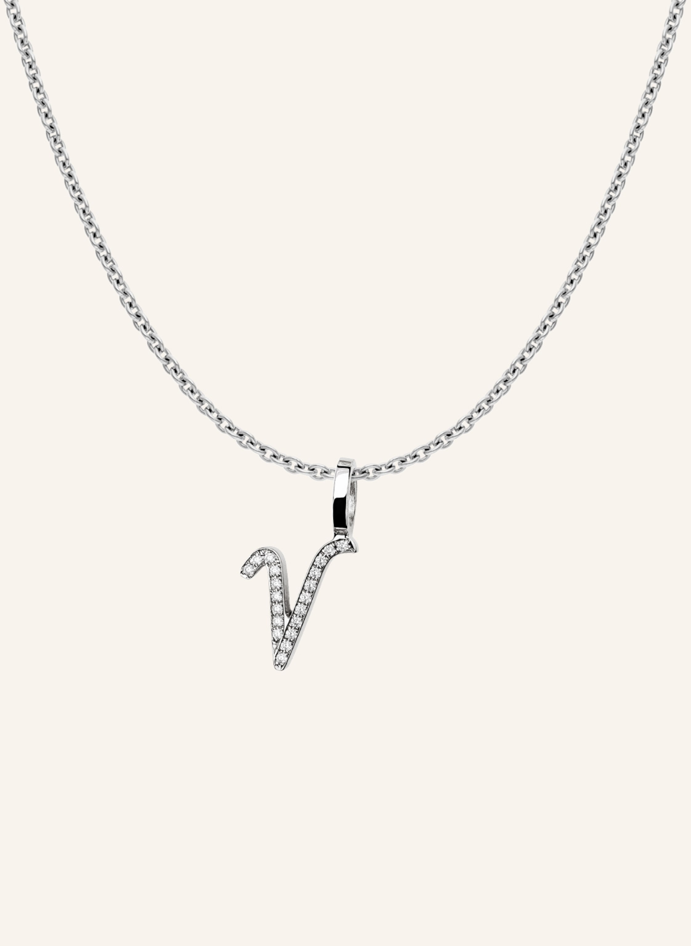 CADA Kette TINY DIAMOND LETTER V