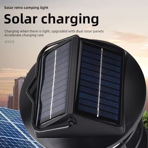 NNETM Black Solar Powered LED Camping Light