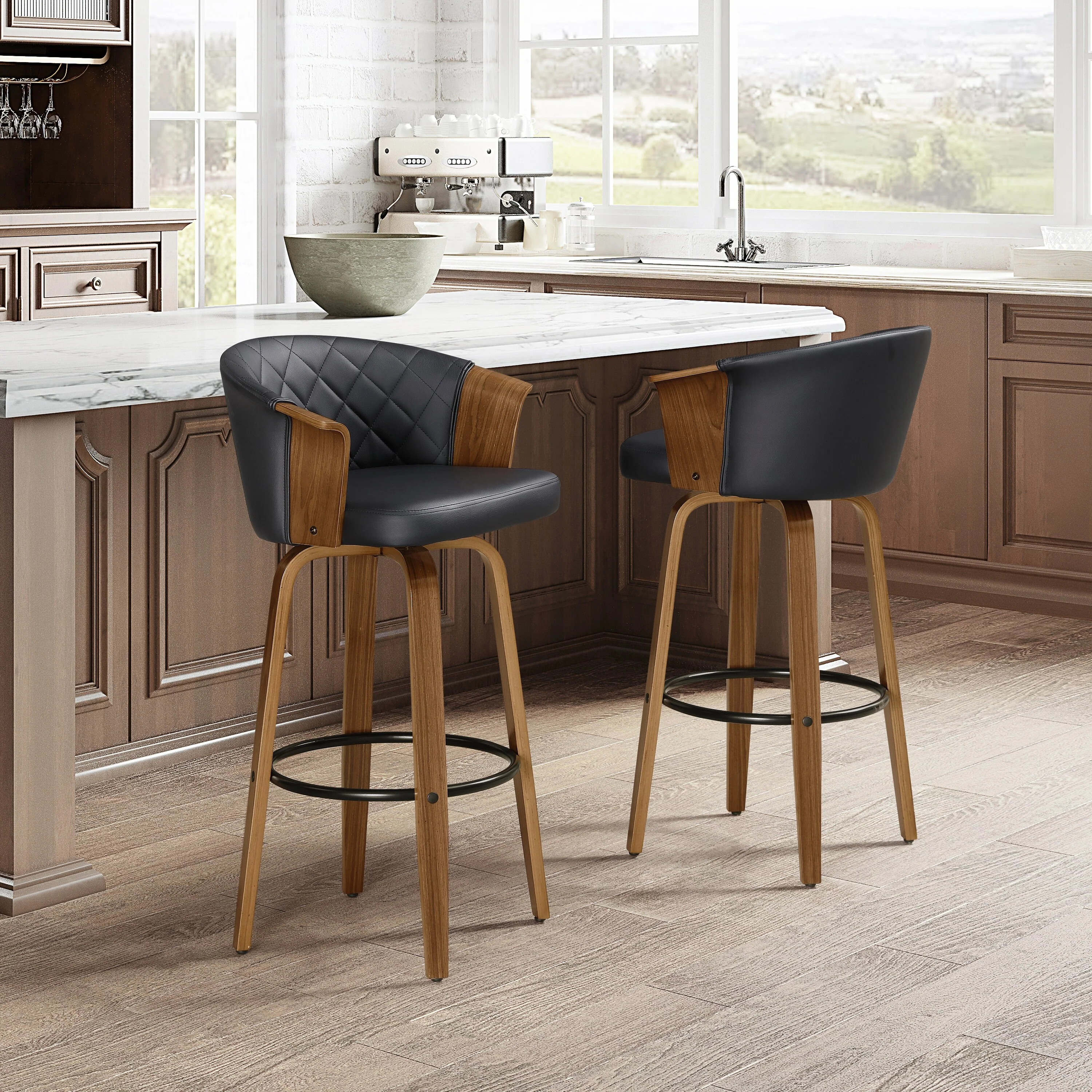 Art Leon Mid-century Modern Swivel Counter Stools (Set of 2)