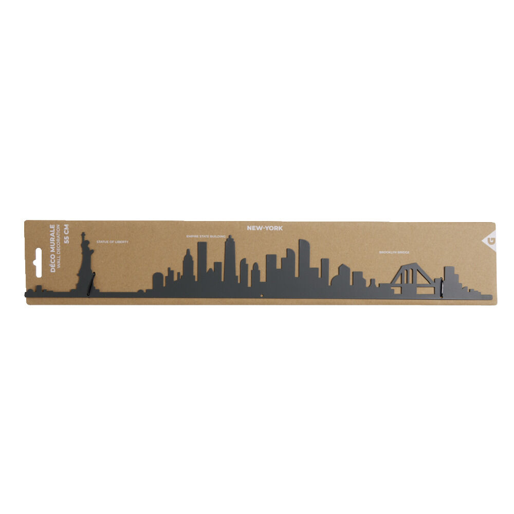 Décoration murale New York métal noir 55cm