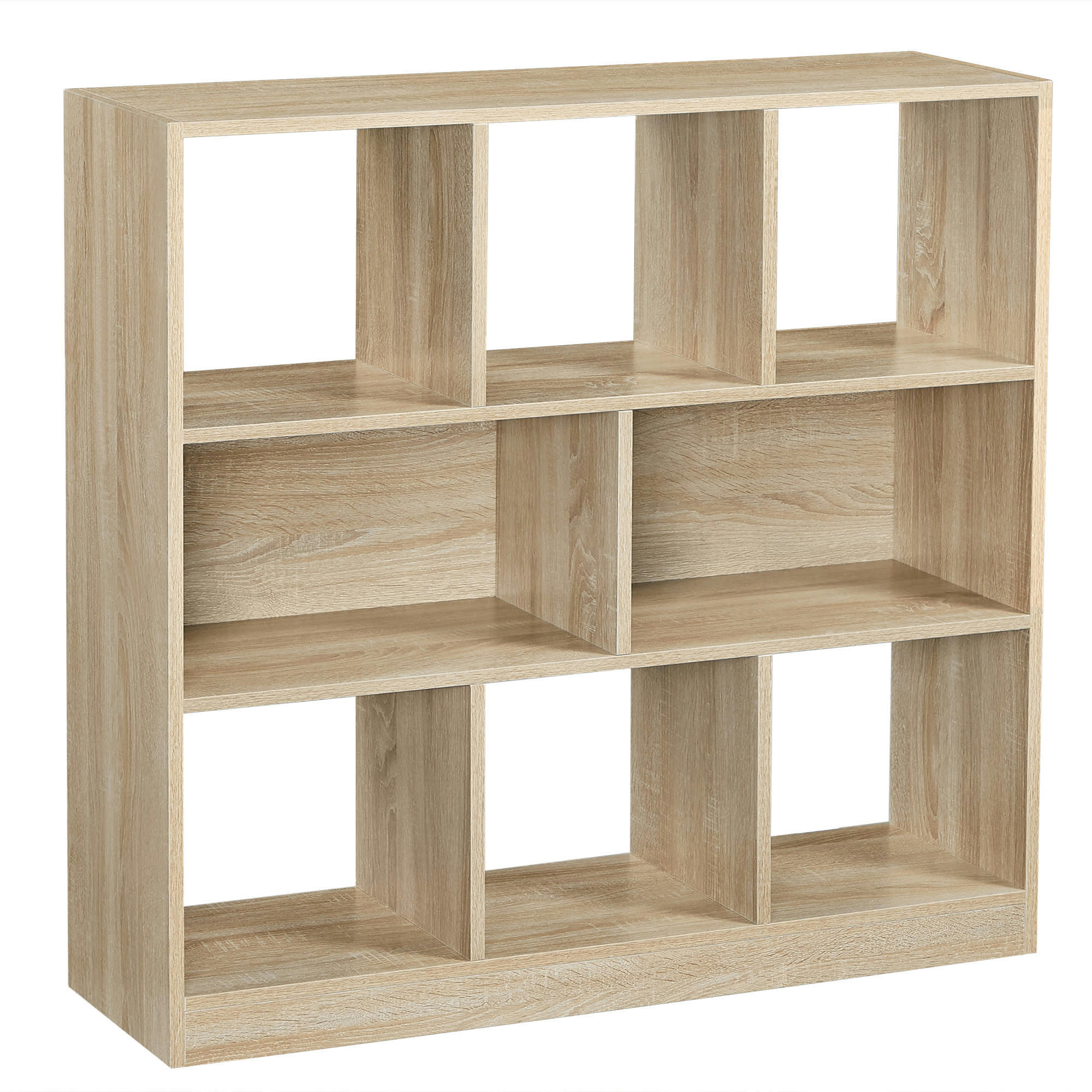 - Bibliothèque 8 compartiments effet bois couleur boisée