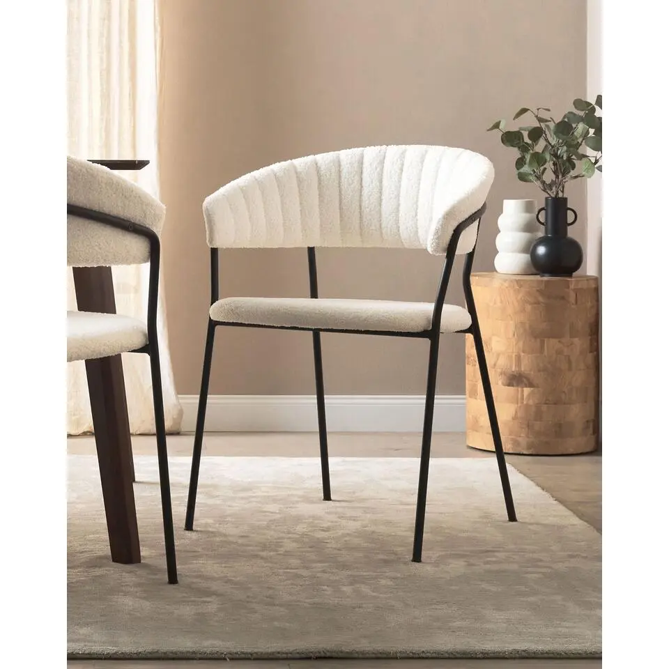 MARIPOSA - Eetkamerstoel set van 2 - Off-white - Fluweel