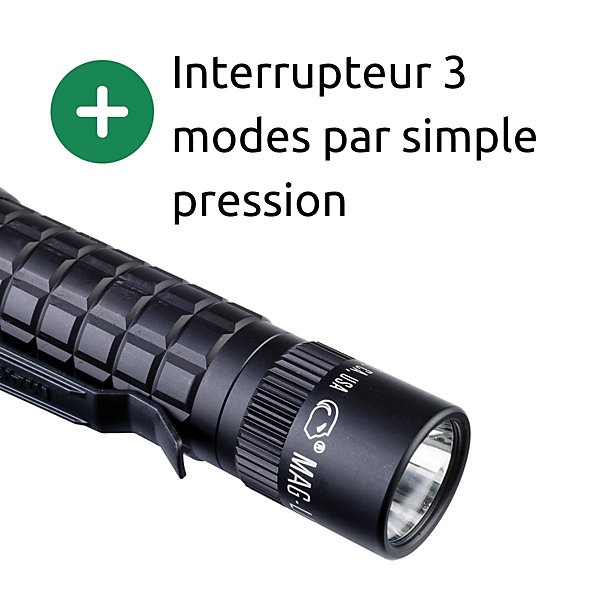Lampe torche LED MAG-TAC SG2LRE6 - IPX4 - 2 piles CR123 3V - 310 lumens - 13 cm - Noir - Maglite
