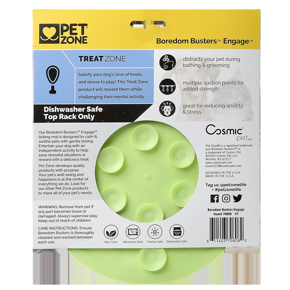 Pet Zone Boredom Busters Slow Feeder Silicone Dogs and Cats Lick Mat, Dishwasher Safe and Non-Slip