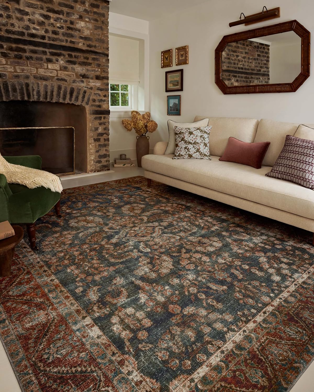Loloi Chris Loves Julia Jules Collection JUL-10 Ocean/Spice 7'-6 x 9'-6, .13 Pile Height, Area Rug