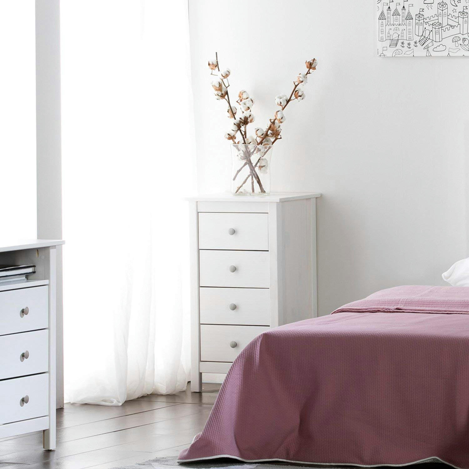 BERNA - Chiffonnier nuit 4 tiroirs dans les tiroirs blanc, 46 cm longueur