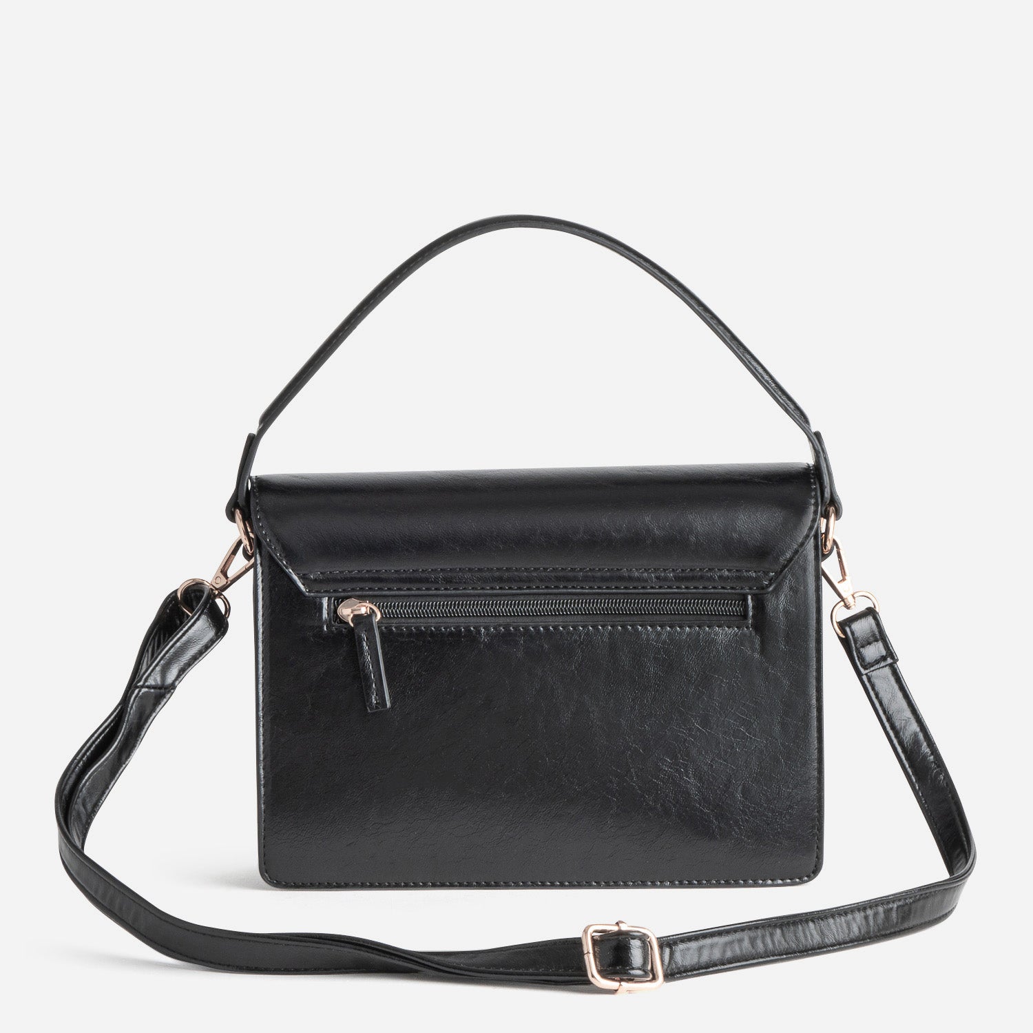 Sac bandoulière noir et motif carreaux
