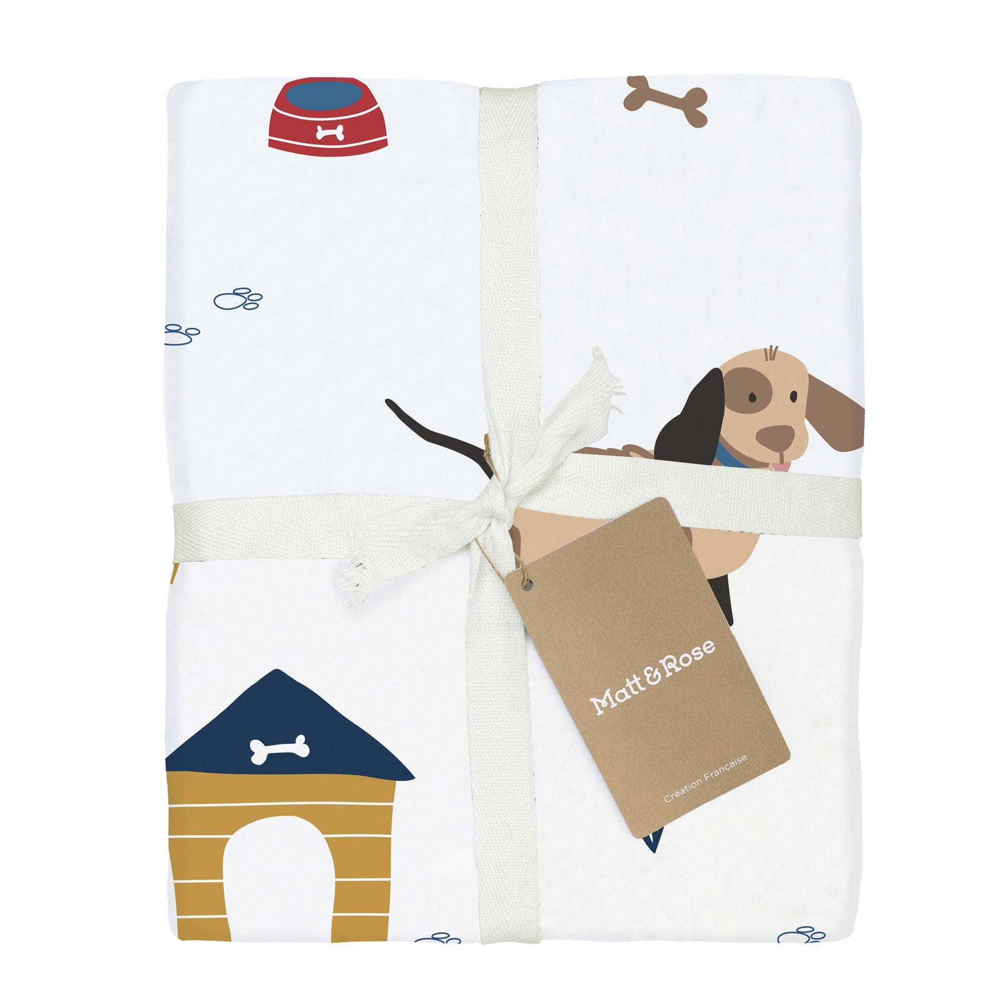 WAF WAF - Parure de lit imprimée en coton Blanc 140x200+63x63cm