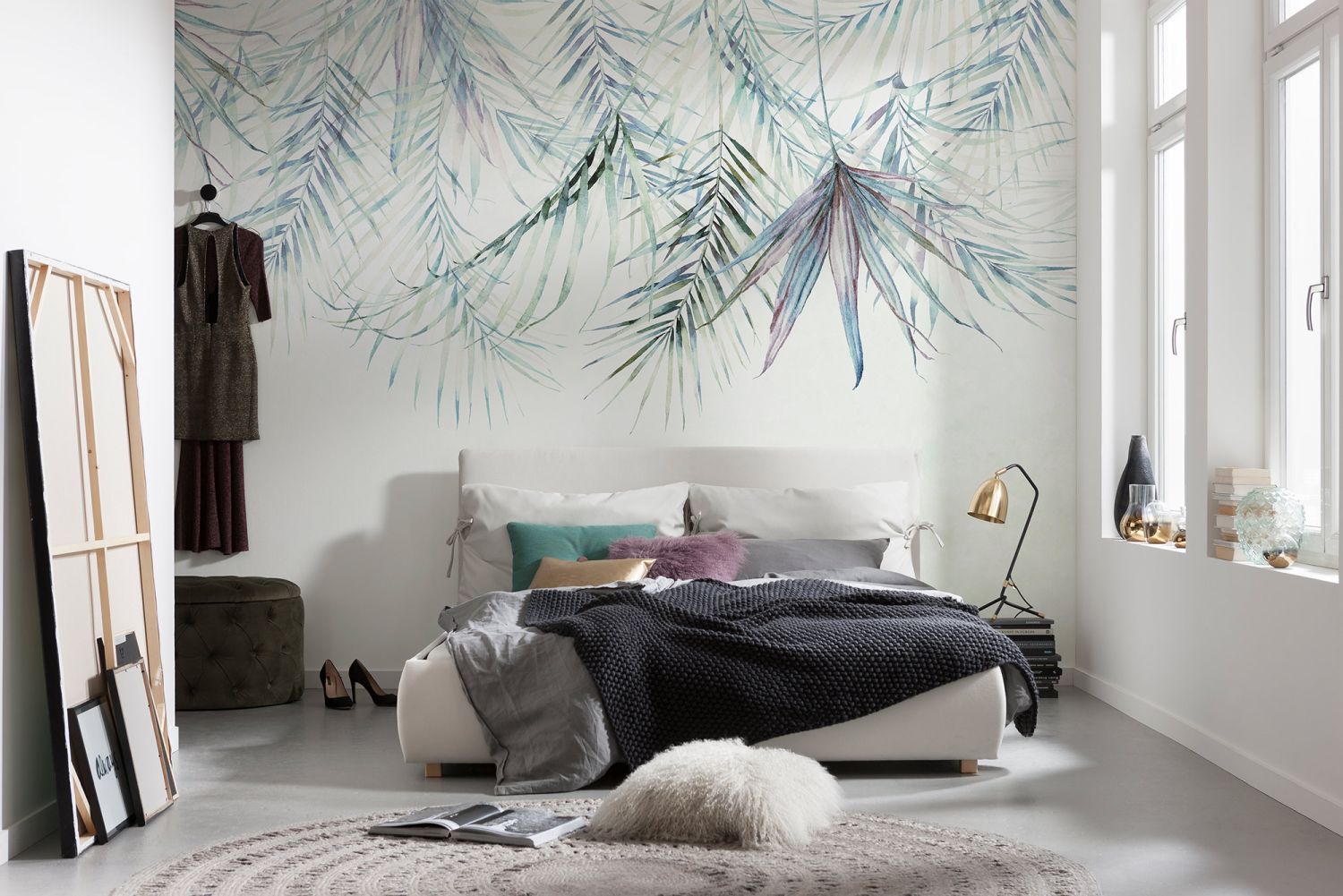 Komar fotobehang bladeren blauw en groen - 350 x 250 cm - 610027
