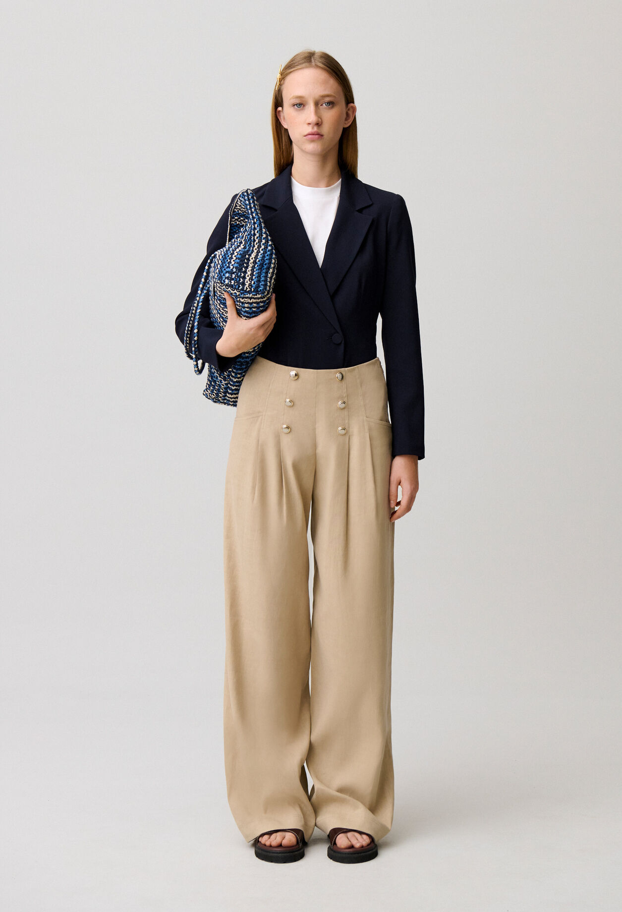 Pantalon lin à boutons