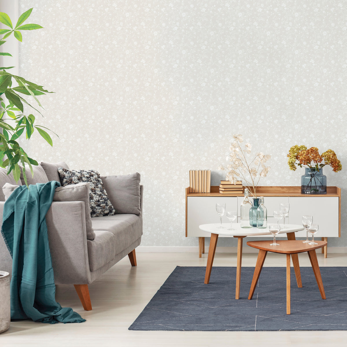 Sanders & Sanders behang bloemetjes licht crème beige en wit - 53 cm x 10 m - 640195