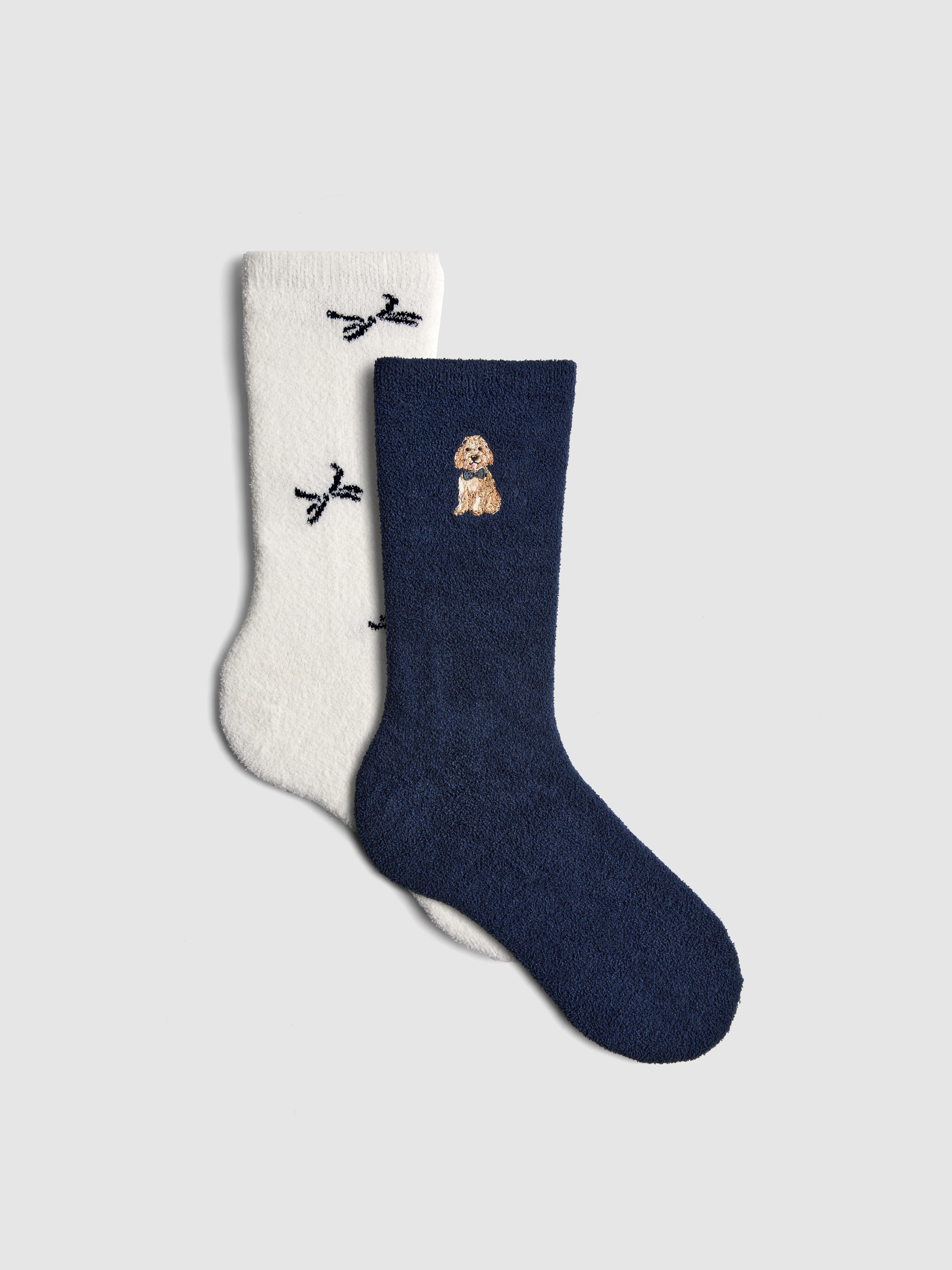 2pk Cozy Quarter Crew Dog Socks