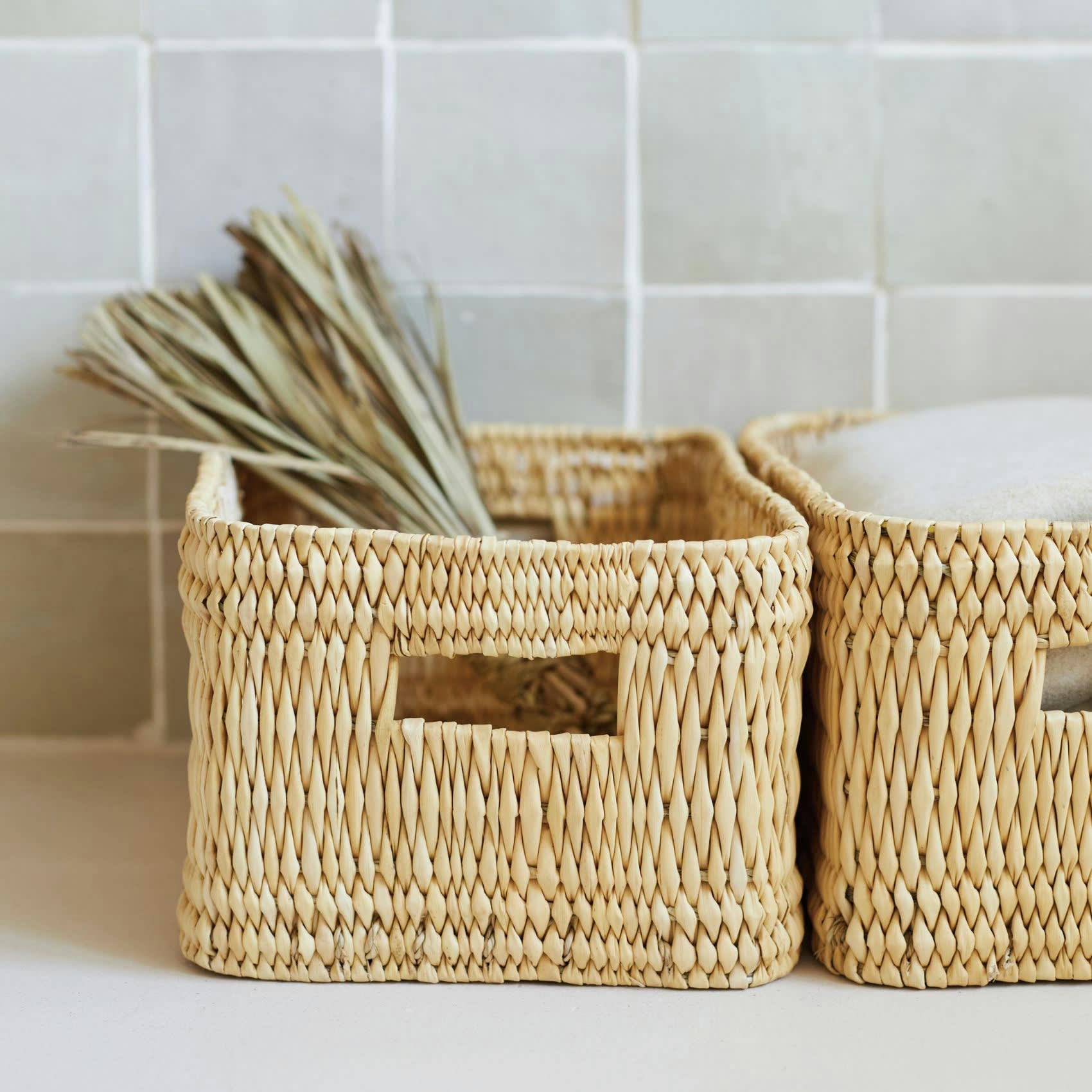 - Panier de rangement rectangle  osier naturel 27x19x14 cm