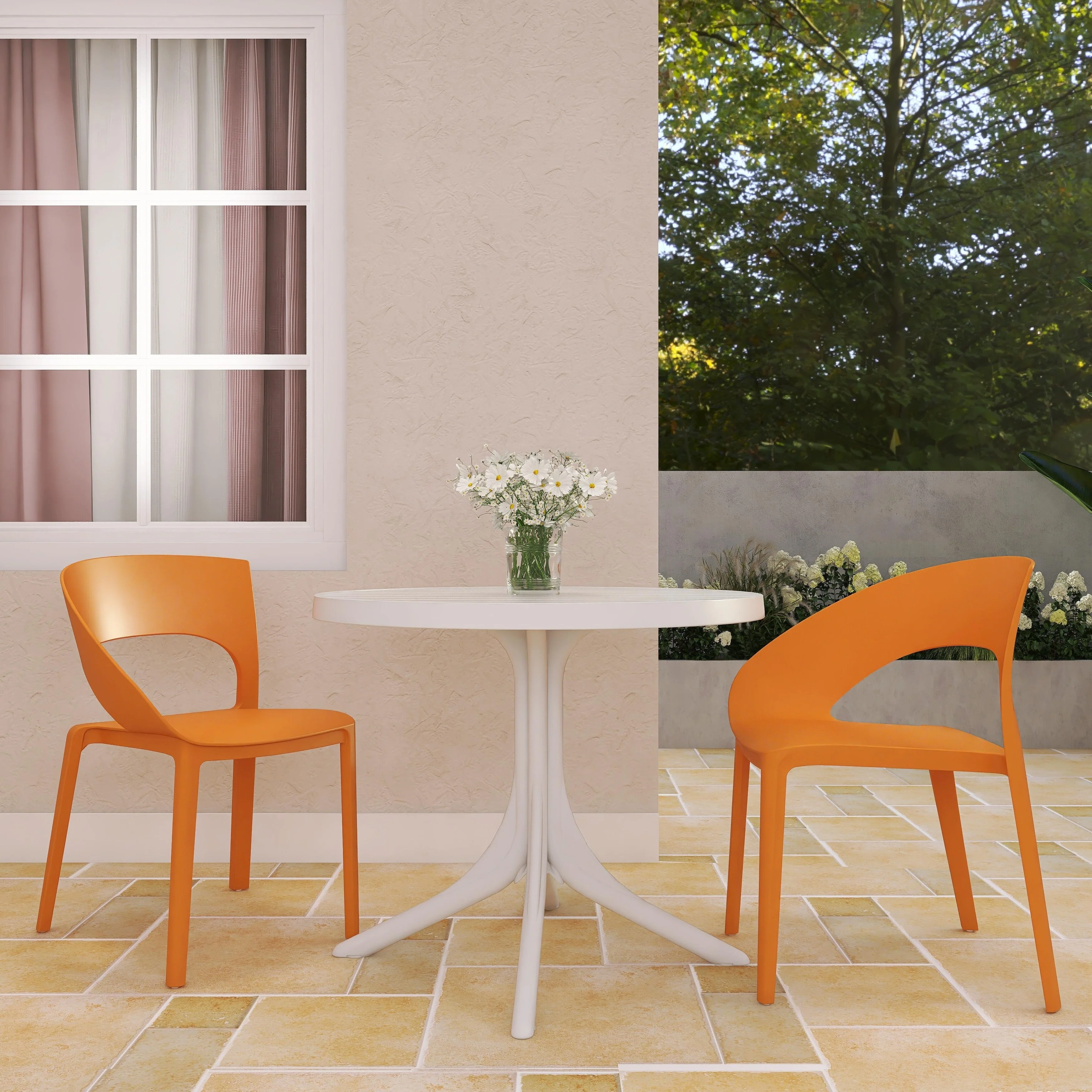 BNK Modern PP Side Chair for Indoor & Outdoor Use, One-Piece Design (Set of 4)